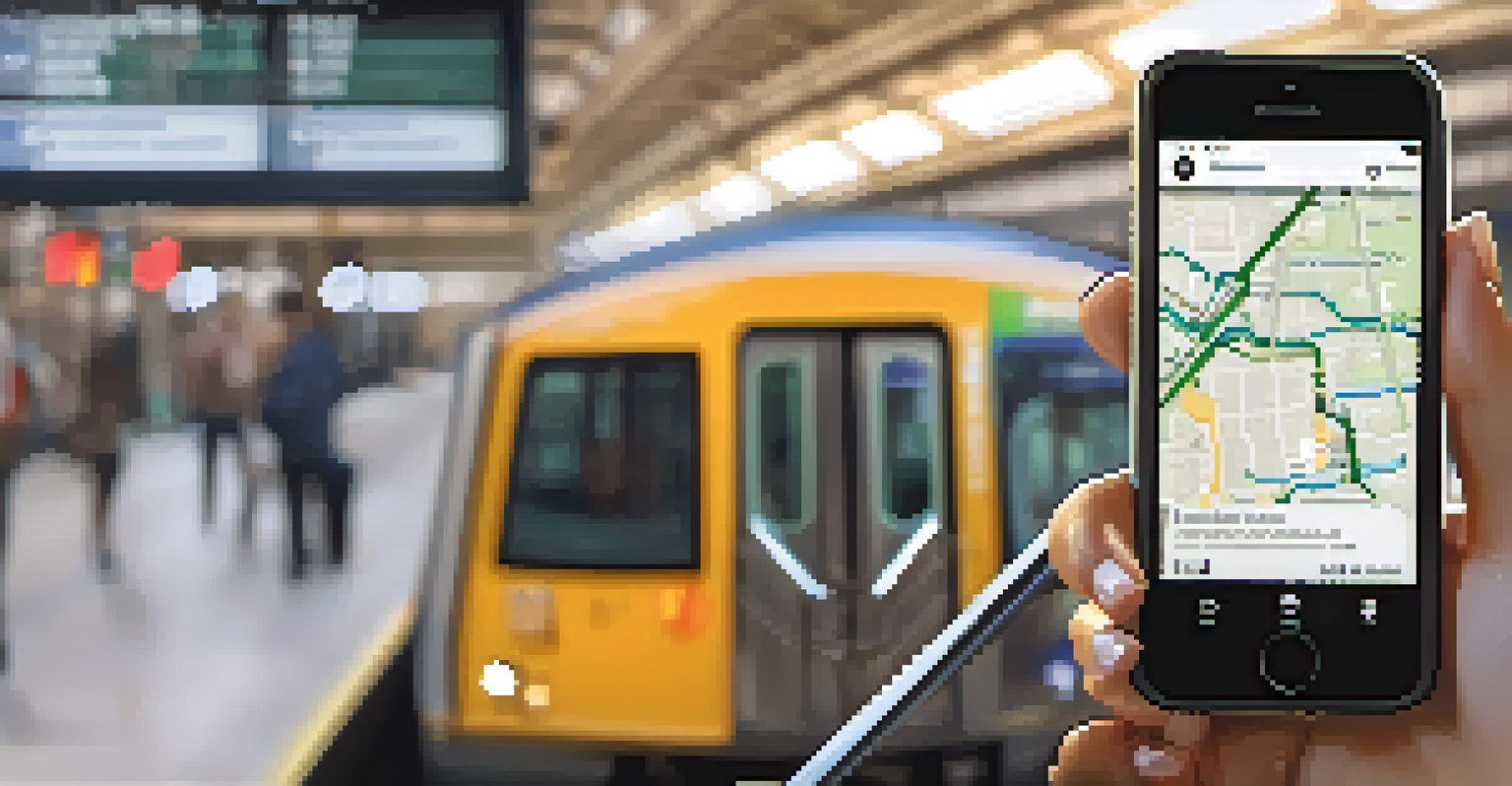 A woman using a smartphone app for real-time transit information in a subway station, depicting empowerment and accessibility in transportation.