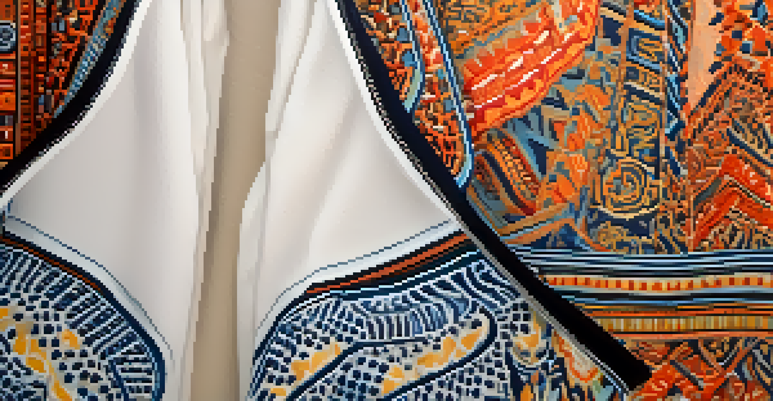 A close-up of a beautifully designed garment, highlighting patterns and textures with natural light.