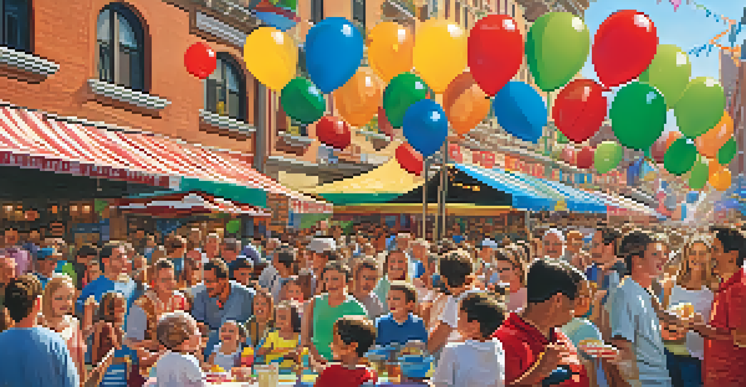 Children enjoying carnival games with colorful decorations at the San Gennaro Feast, surrounded by happy families.