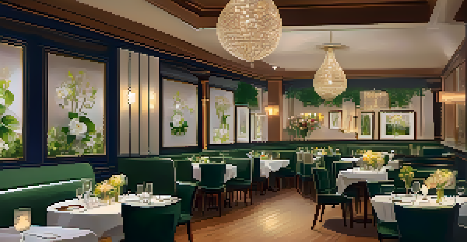 The interior of an upscale vegan restaurant with elegant decor and diners enjoying their meals.