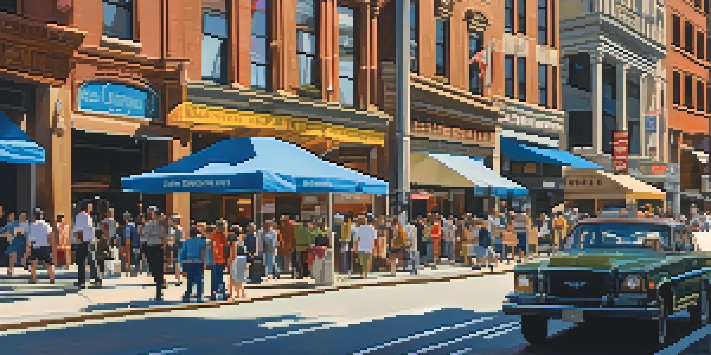 A busy New York City street filled with diverse people, street vendors, and tall buildings, all illuminated by warm afternoon sunlight.