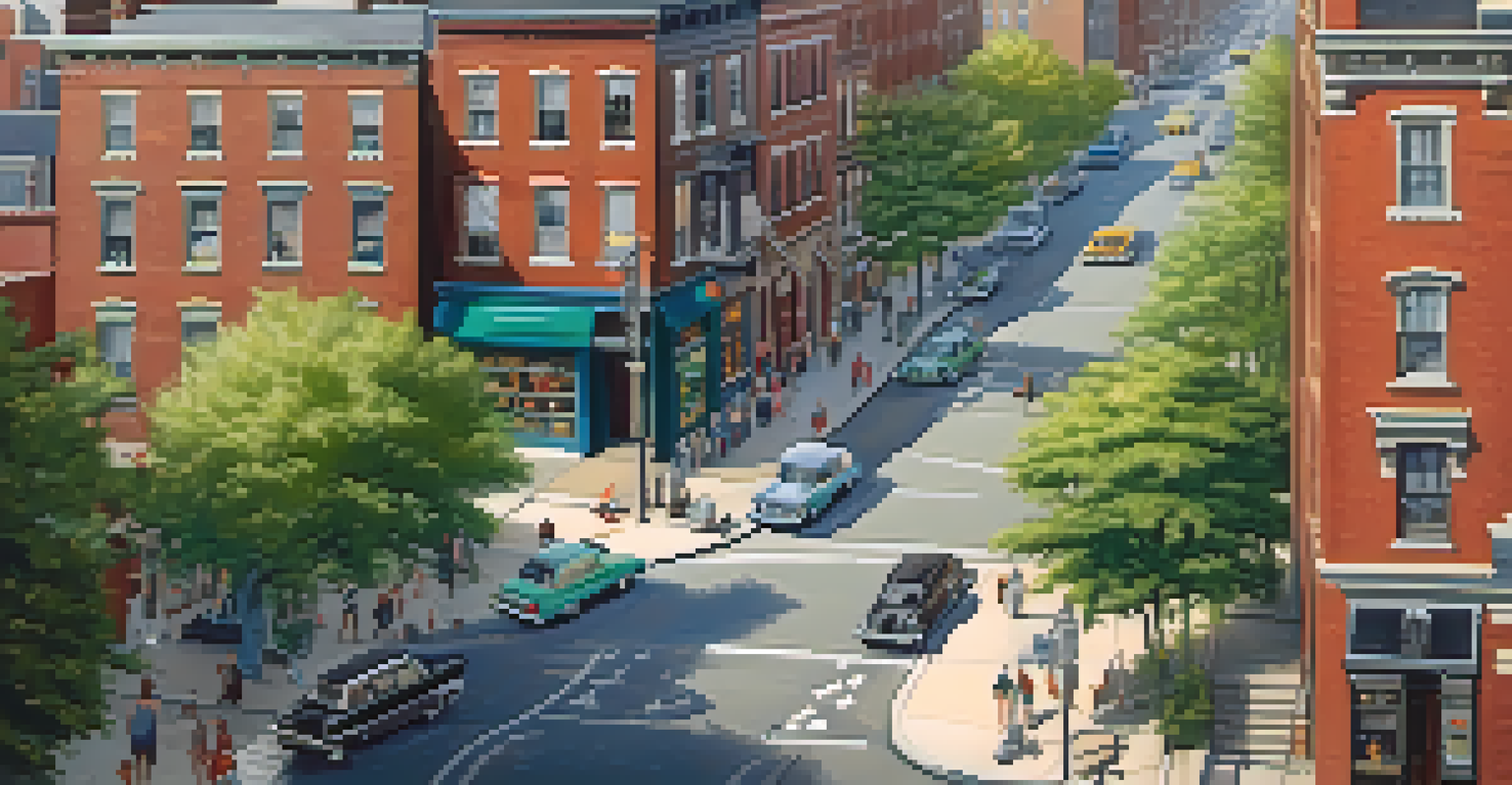 An aerial view of a historic neighborhood in NYC showing a mix of modern and historic architecture with a vibrant community.