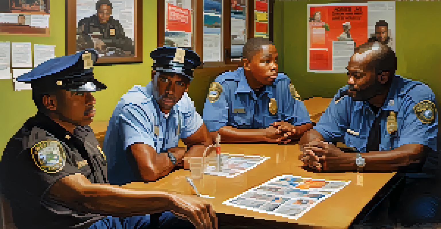 Residents of a community center discussing safety in a Neighborhood Watch meeting.