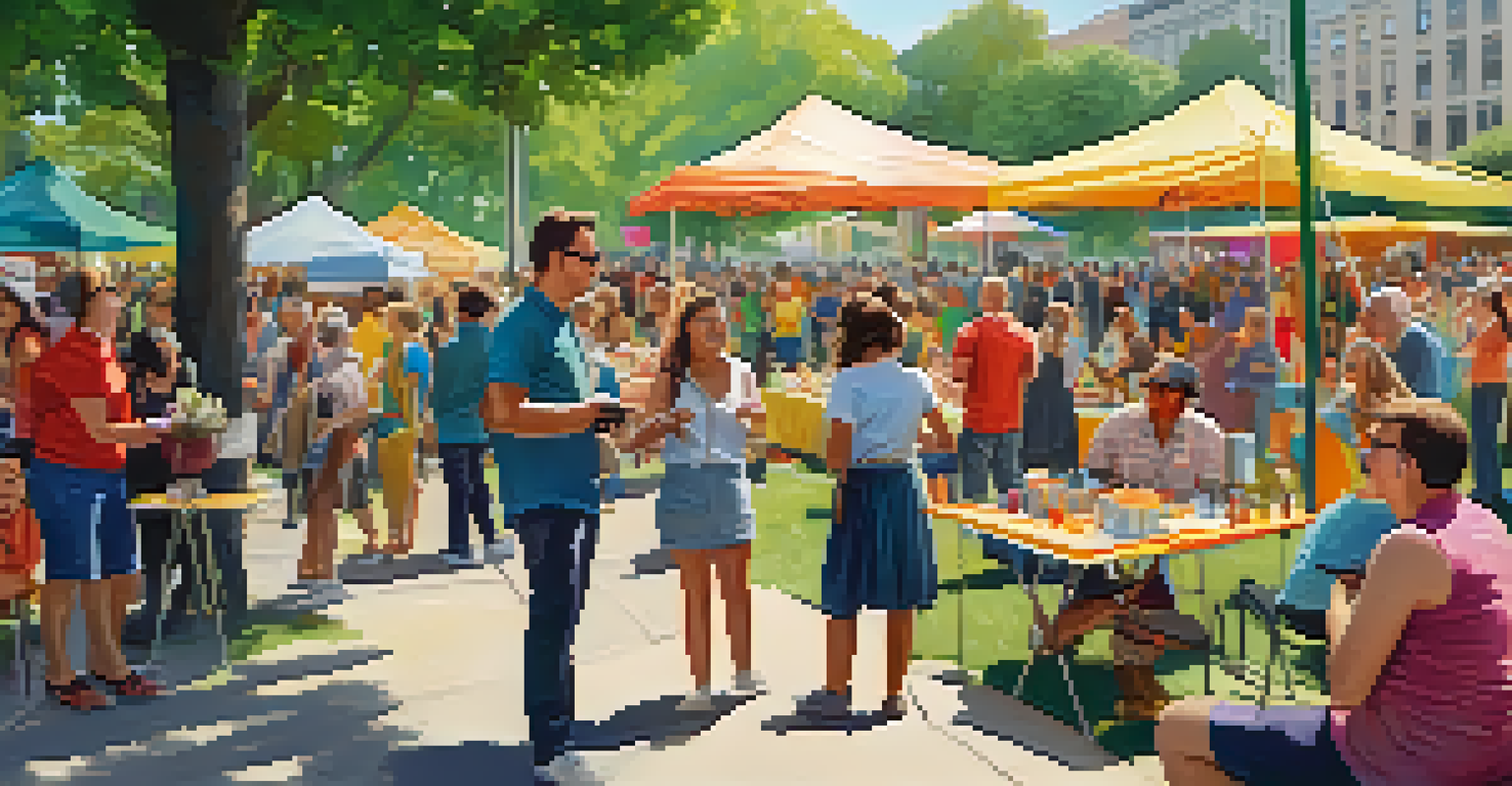 A vibrant outdoor community event in a NYC park, with diverse participants and journalists capturing the lively atmosphere.