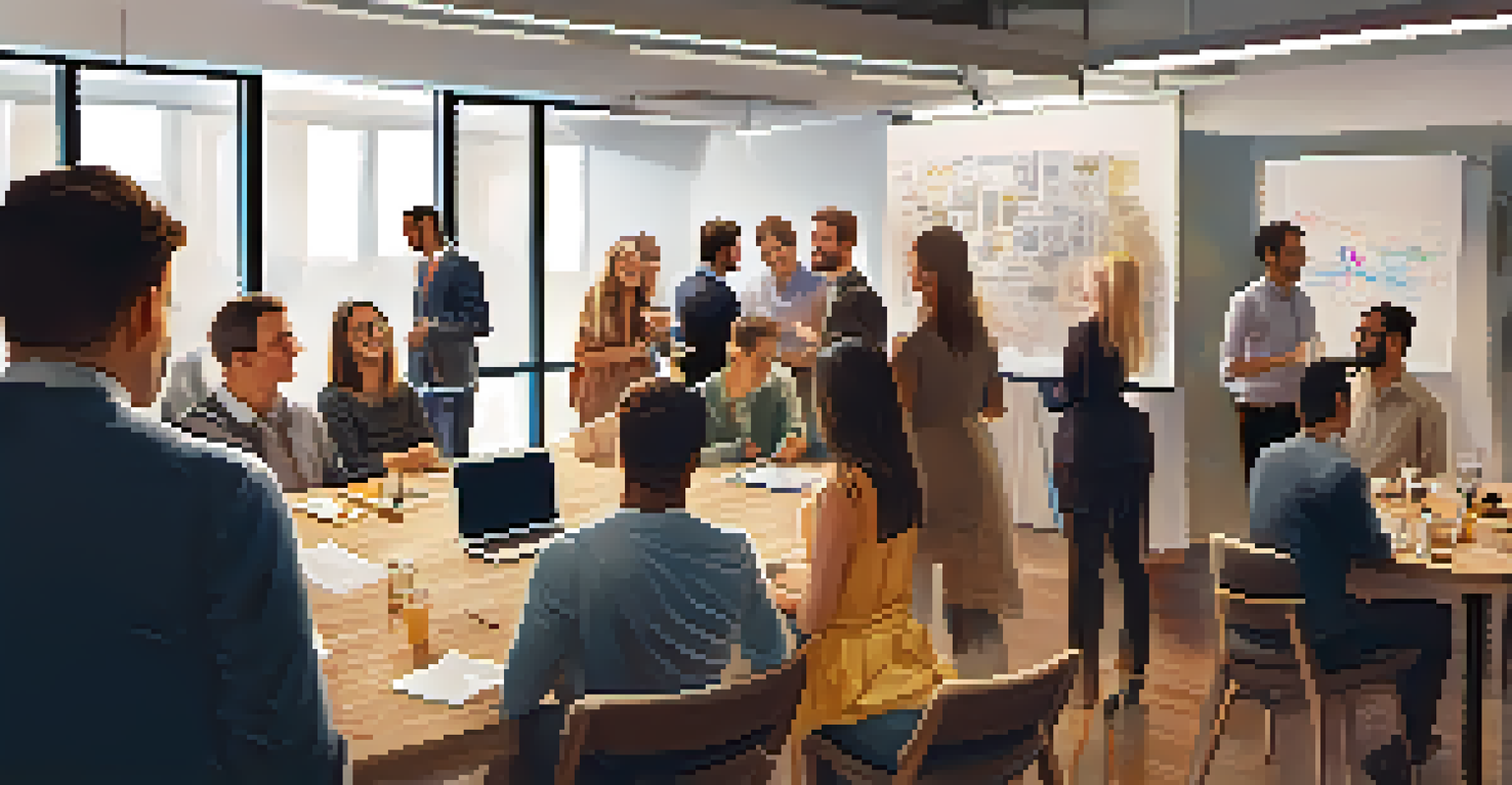 A cozy networking event in a coworking space, showcasing people engaging and collaborating over ideas.