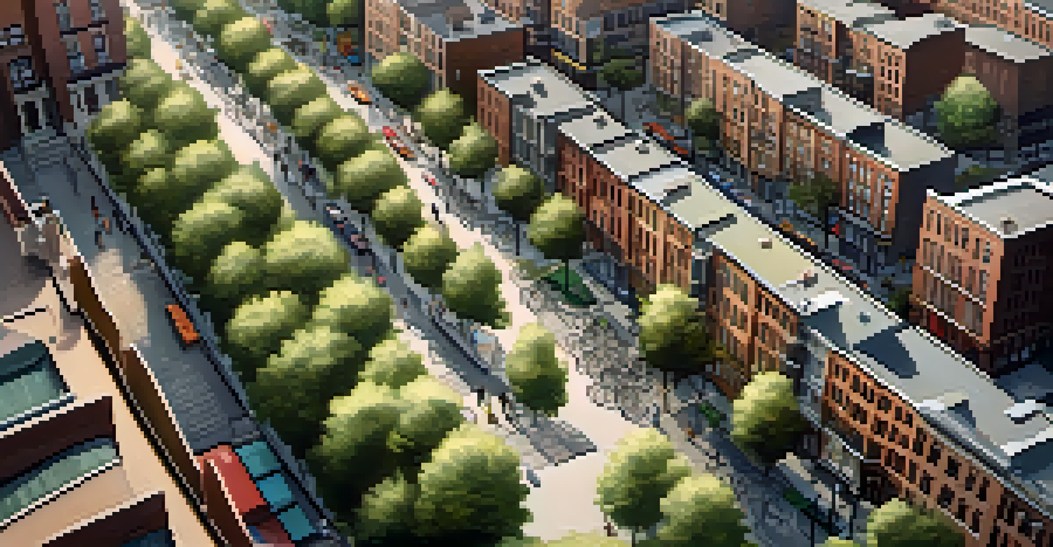 An aerial view of a low-income neighborhood in New York City, highlighting the lack of bike share stations compared to wealthier areas.