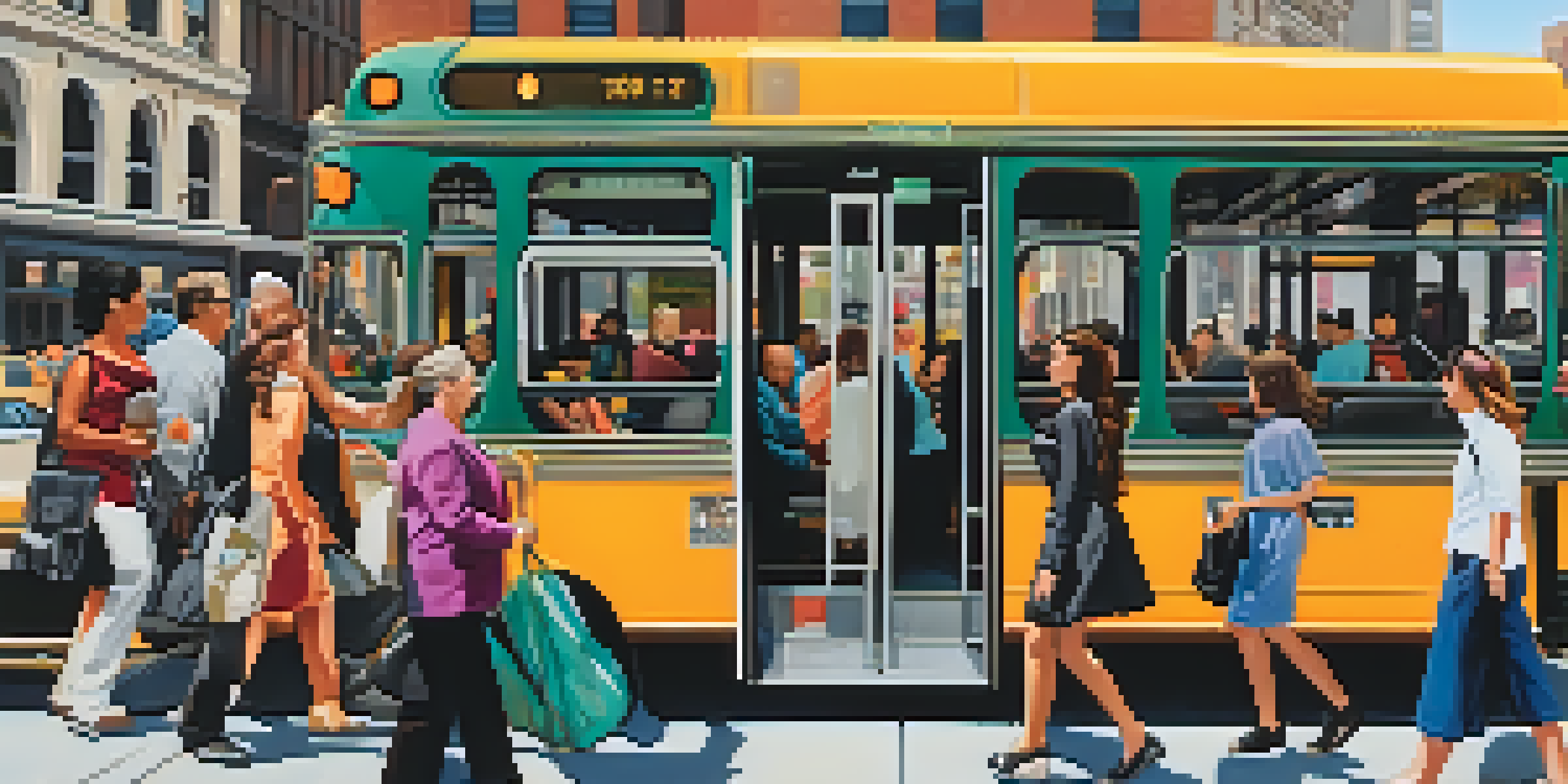 A vibrant New York City street filled with diverse women using different transportation modes, highlighting a sense of community and safety.