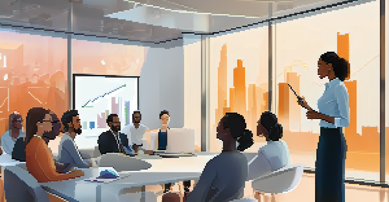 A close-up of a woman entrepreneur presenting her tech product to investors in a modern conference room.