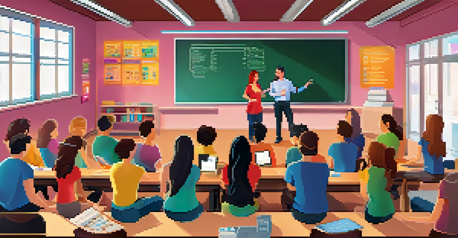 A workshop where a teacher presents gamification strategies to engaged educators, highlighting creativity and collaboration.