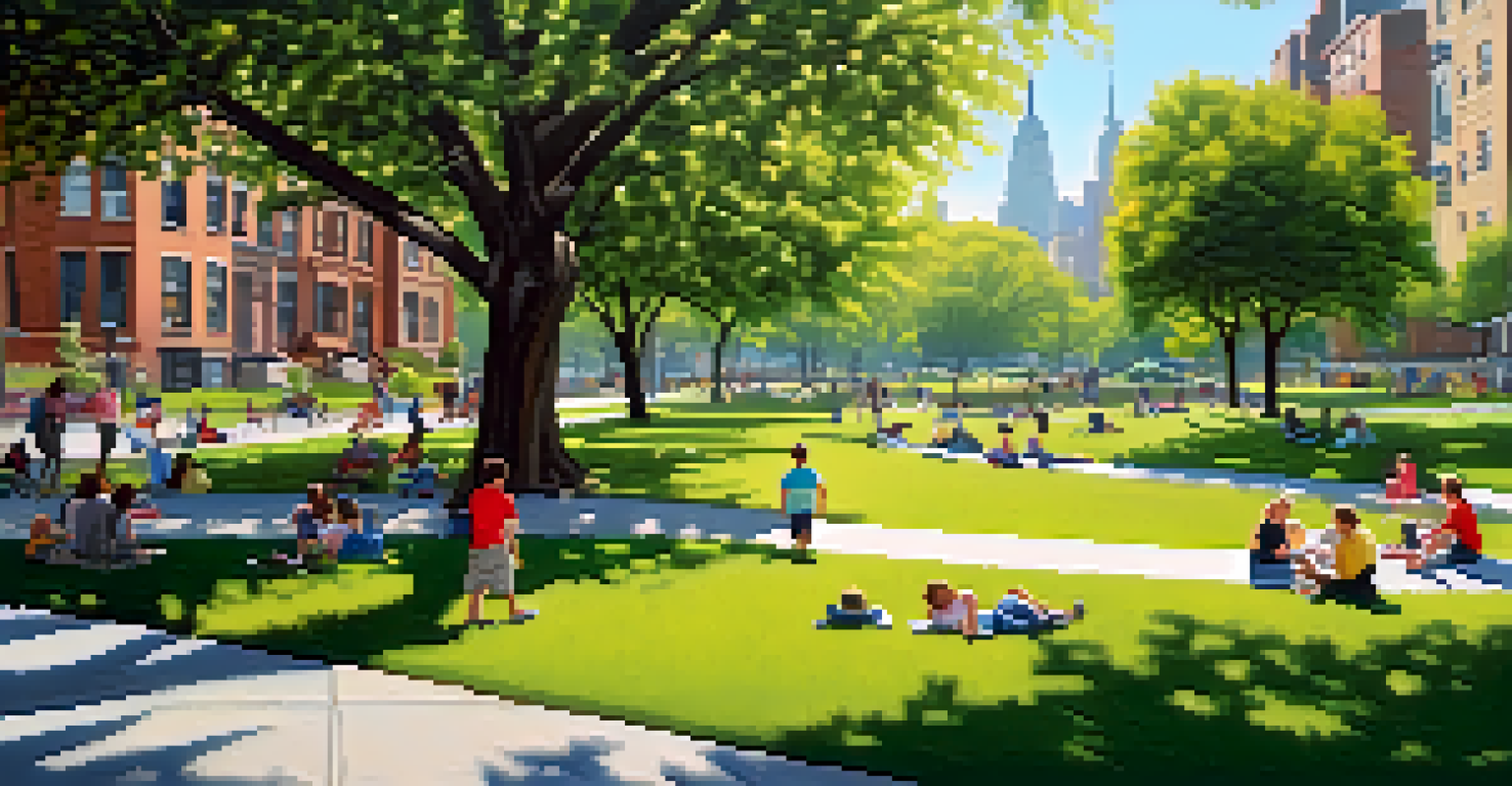 Families enjoying a sunny day in a park in New York City.