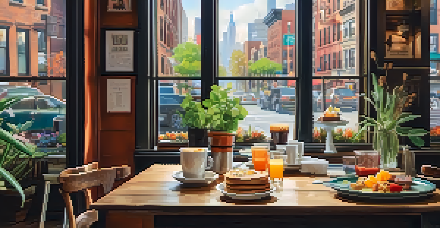 A food influencer enjoying brunch at a cozy café in Brooklyn.