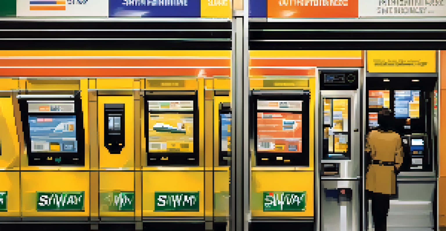 A hand holding a MetroCard in front of a ticket vending machine in a subway station.