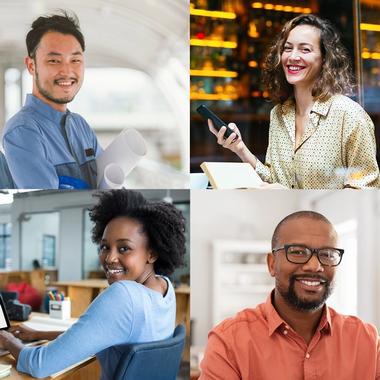 Four diverse adult professionals