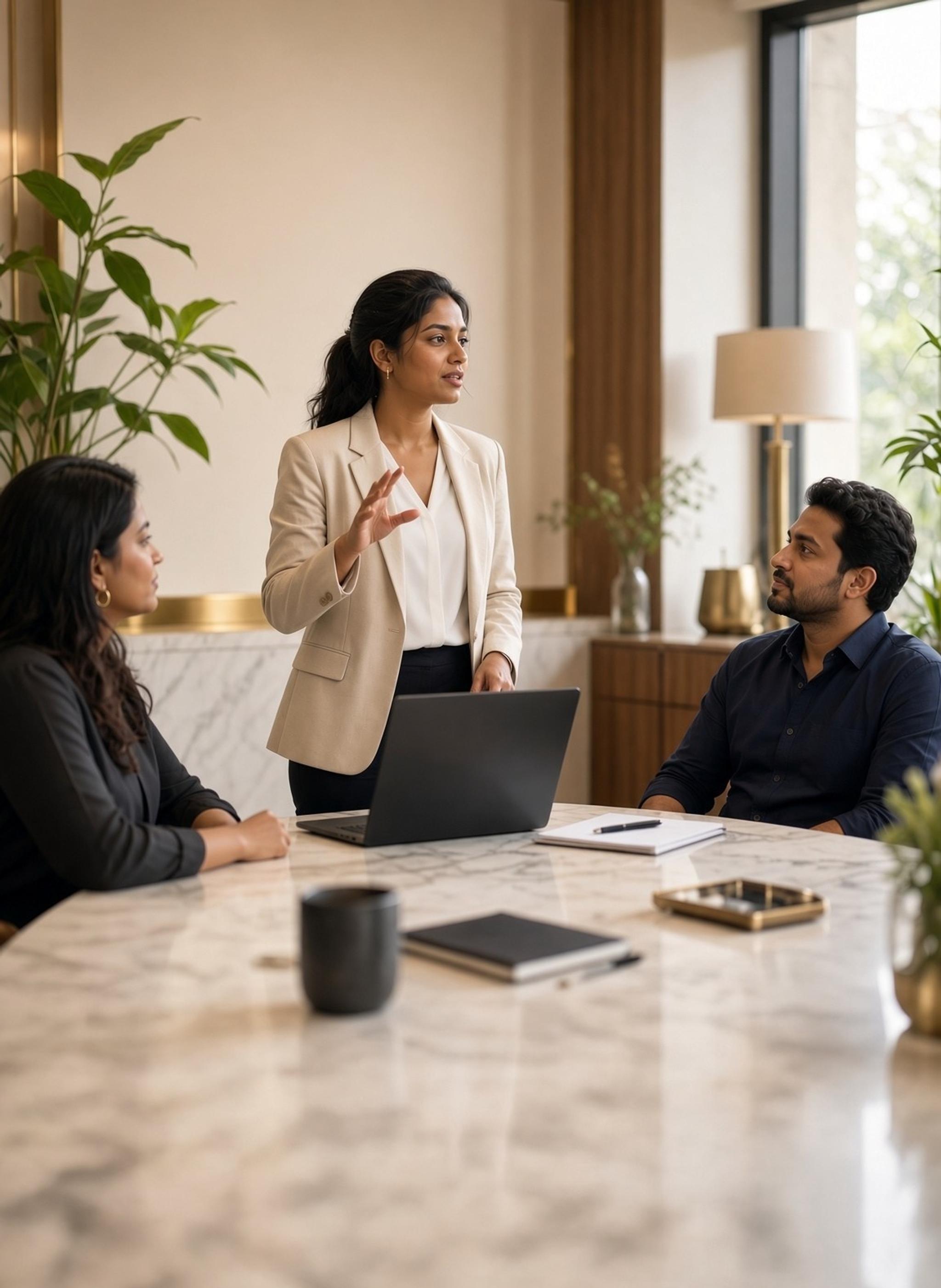 A team member leading a discussion at CorporatEdge