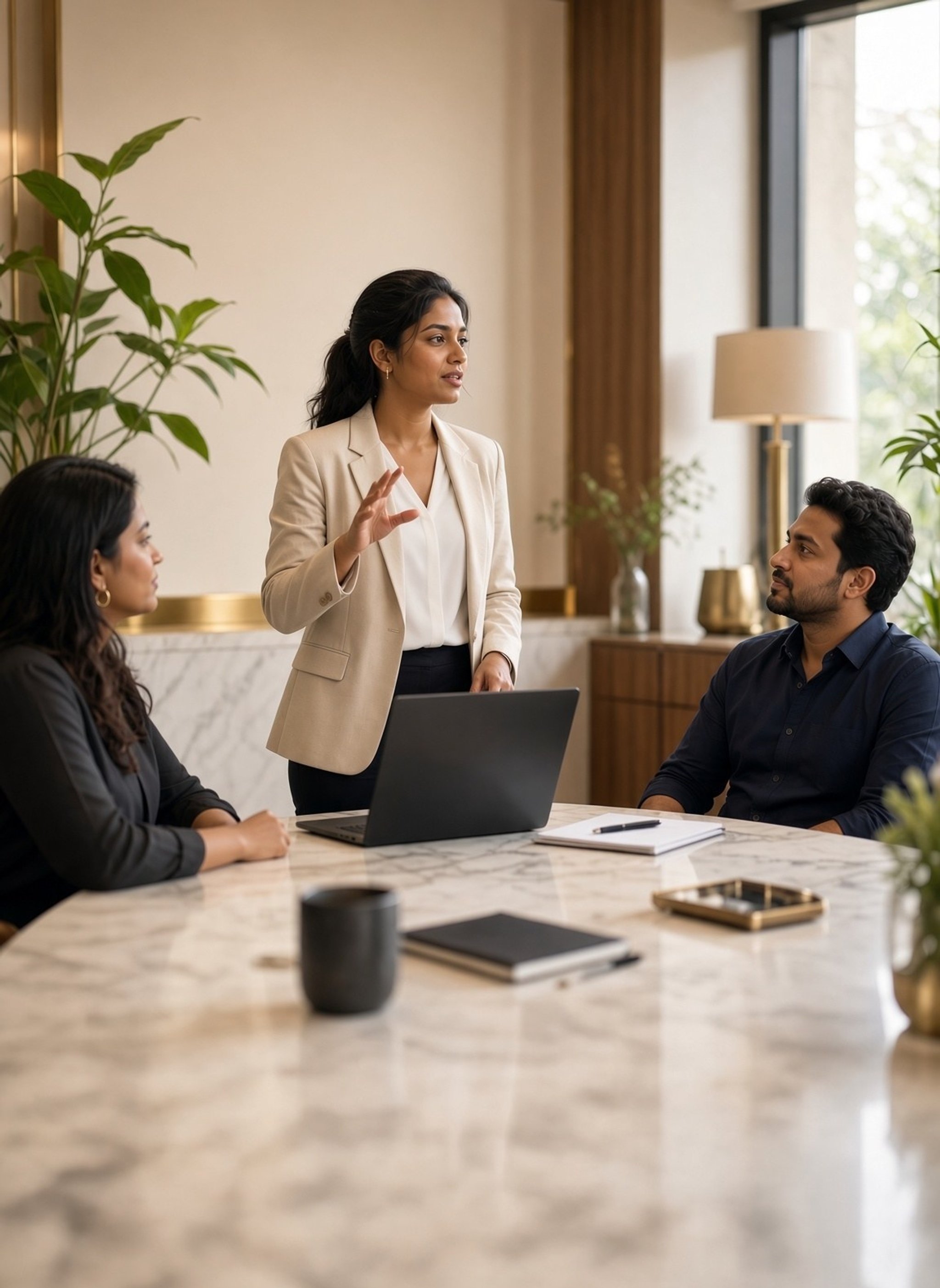 A team member leading a discussion at CorporatEdge