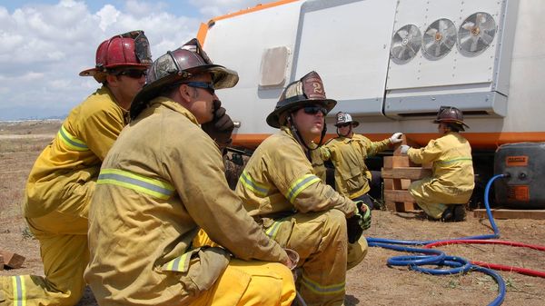 Firefighters in training