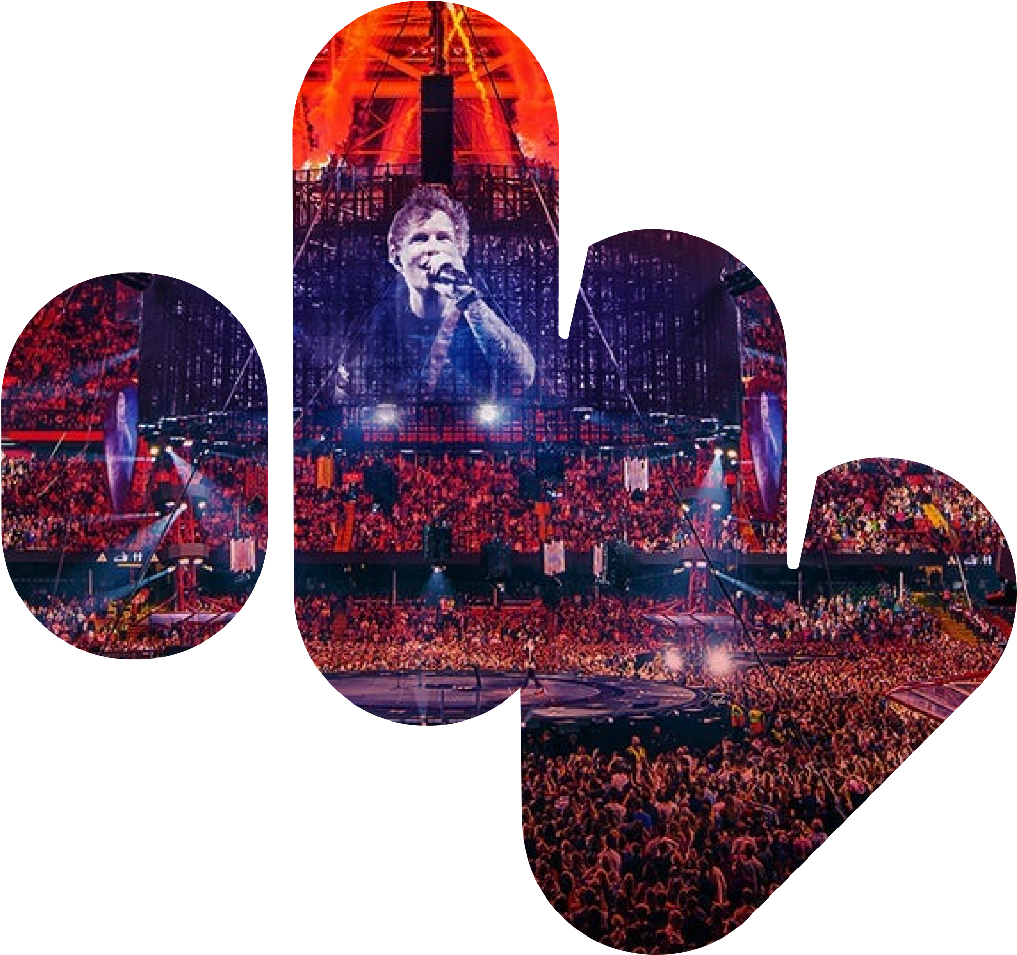 The Massive symbol filled with a photo of a stadium crowd