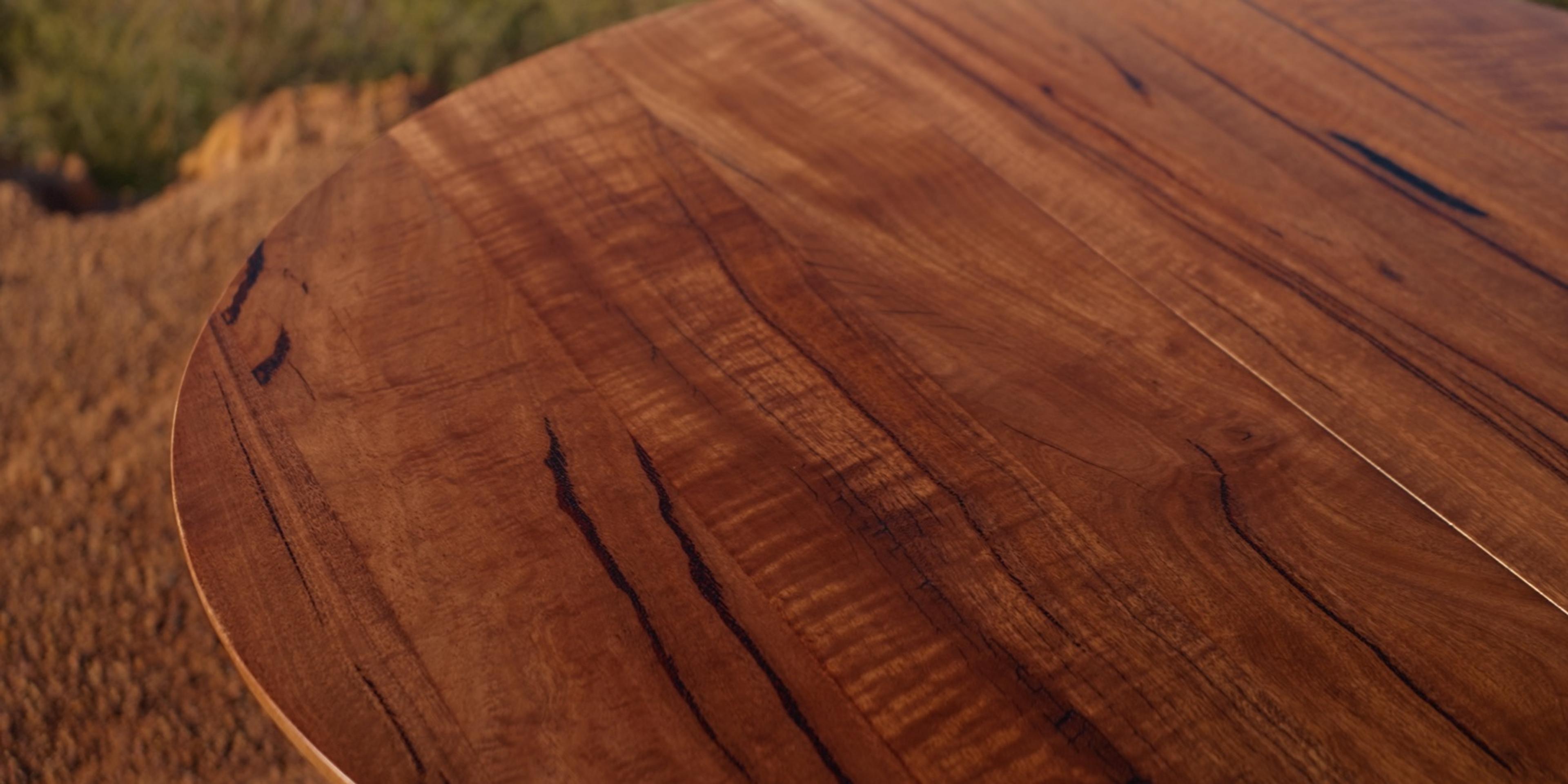 Close view of the Marri top of a Highgate extension dining table
