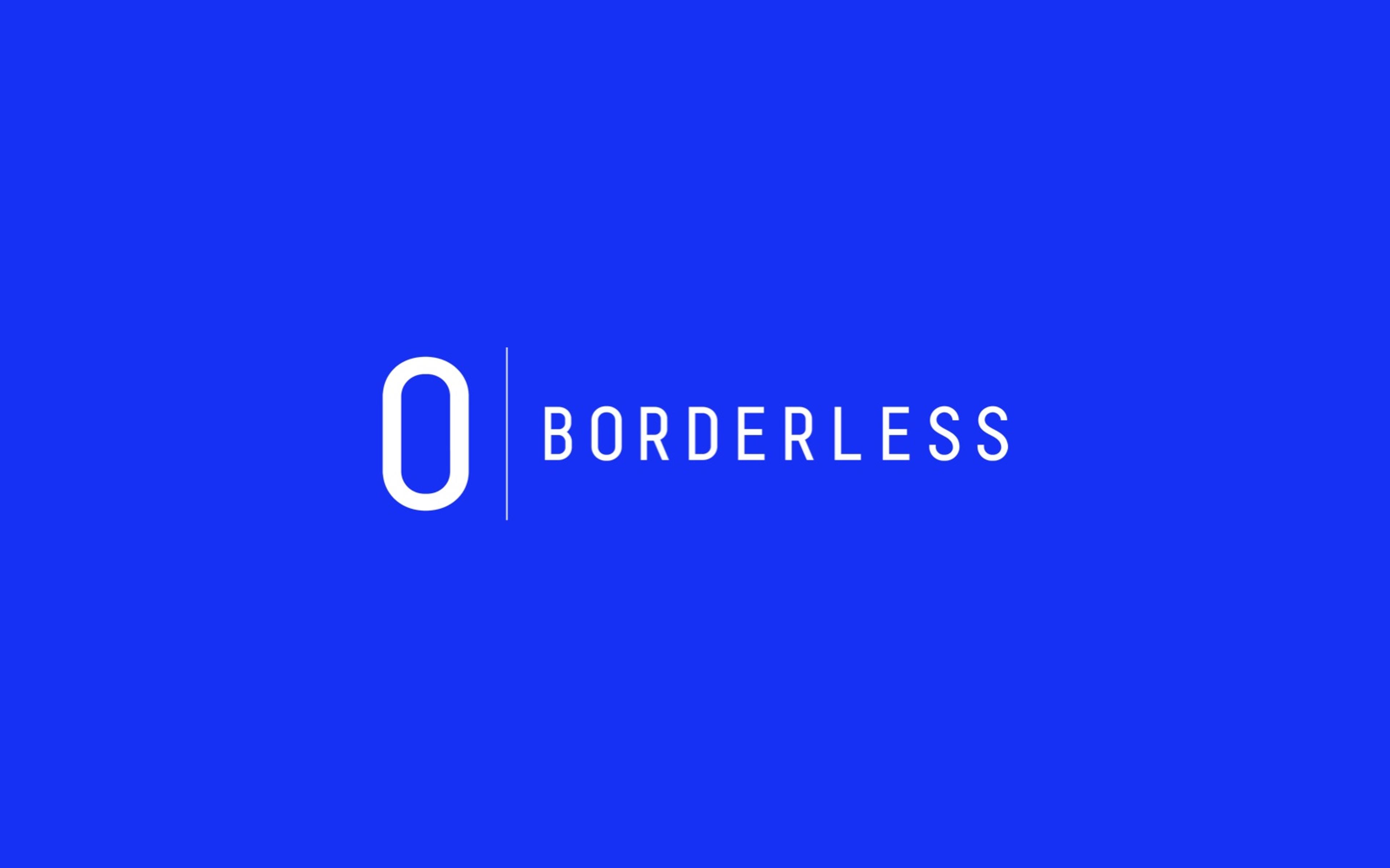 O Borderless logo, white on electric blue