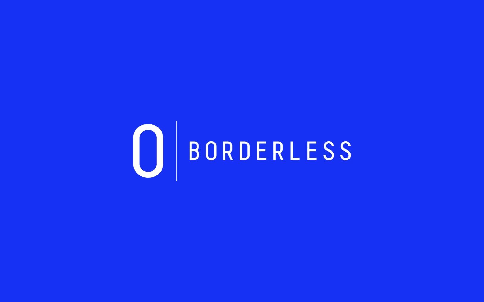 O Borderless logo, white on electric blue