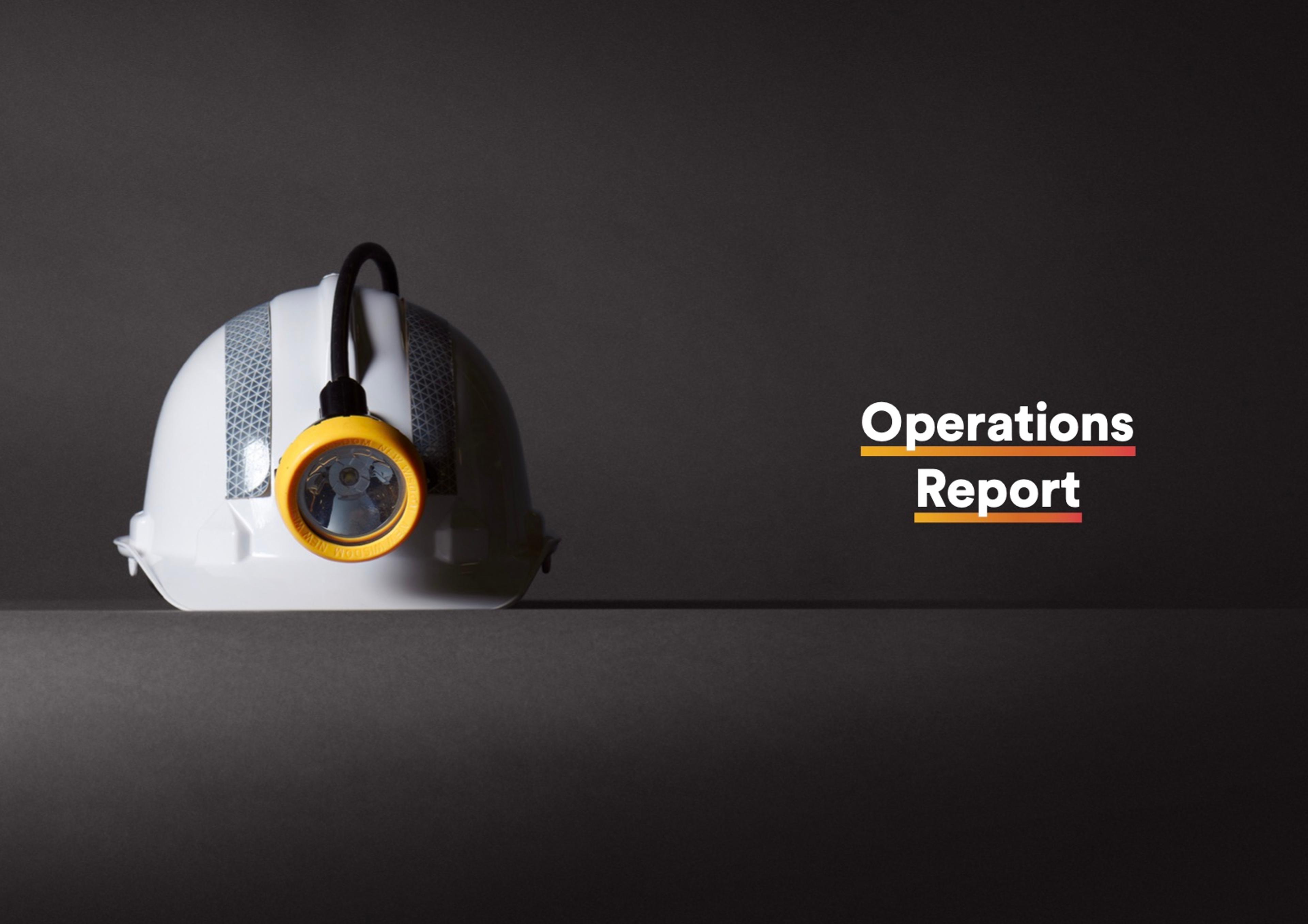 Section opener from the 2021 Annual Report. Operations Report: a hard hat with a cap lamp