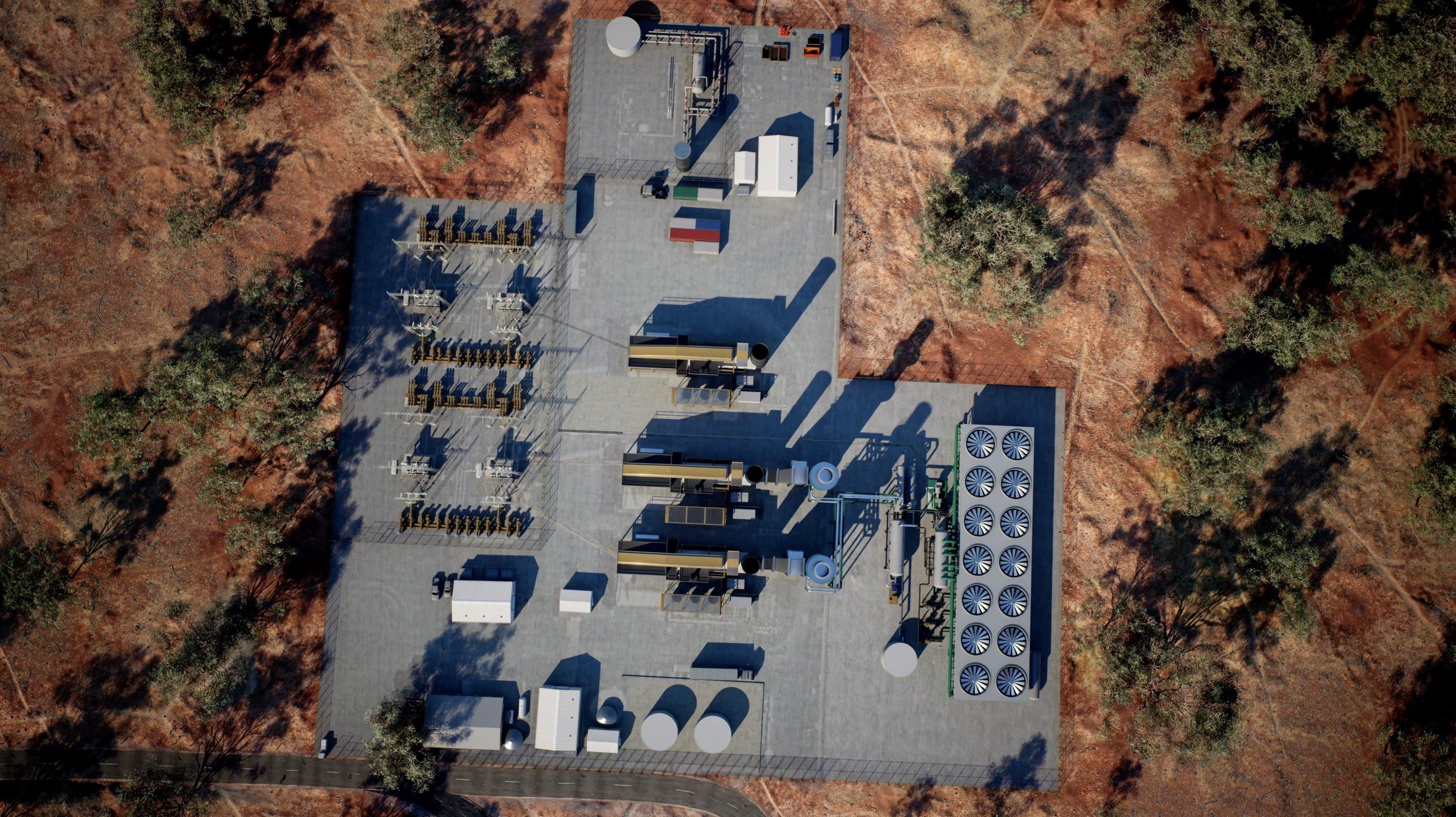 Top-down aerial of the power station