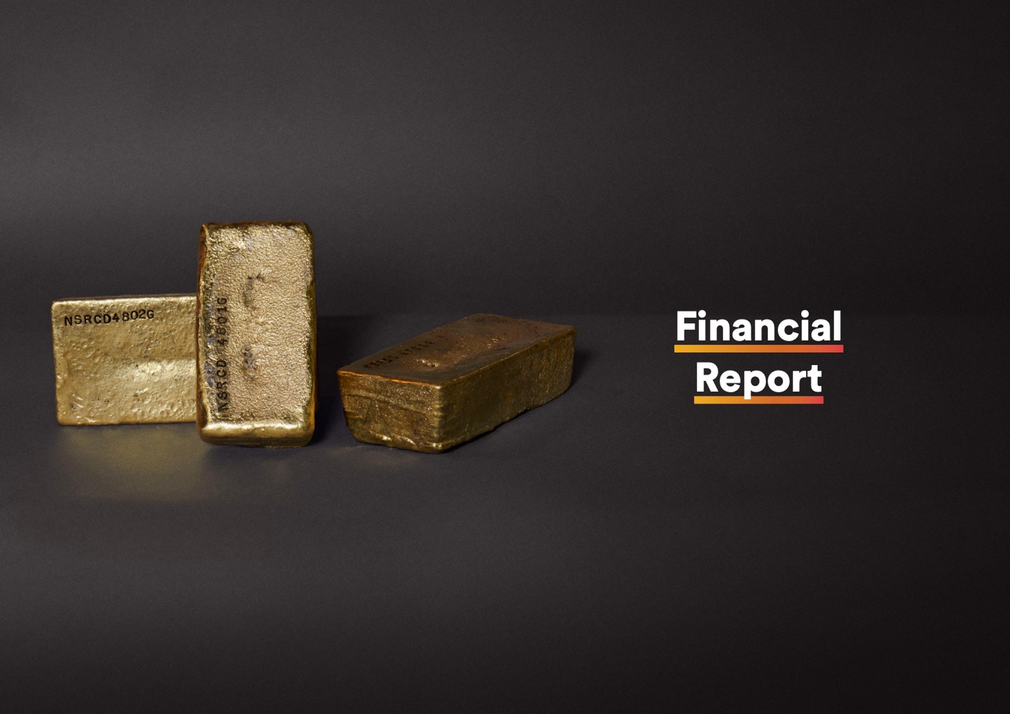 Section opener from the 2021 Annual Report. Financial Report: gold bars