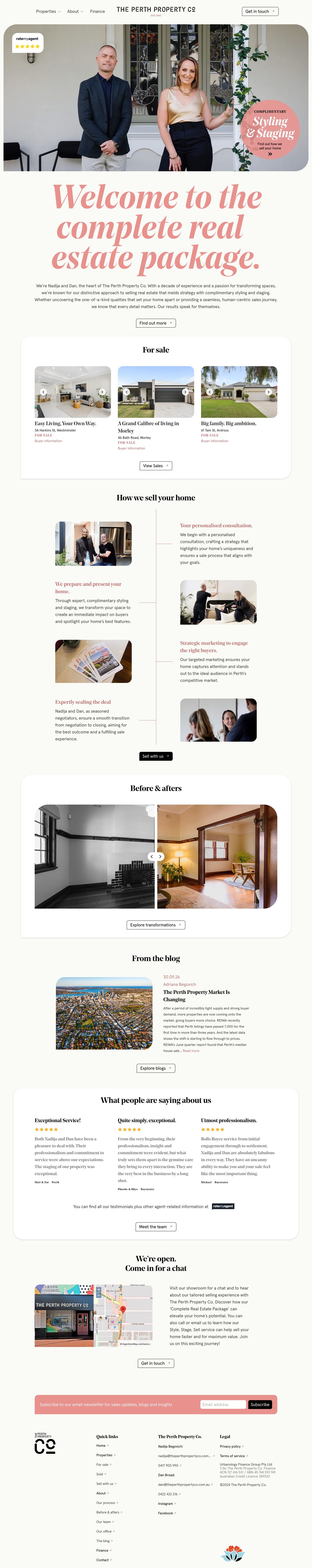 The Perth Property Co website on desktop