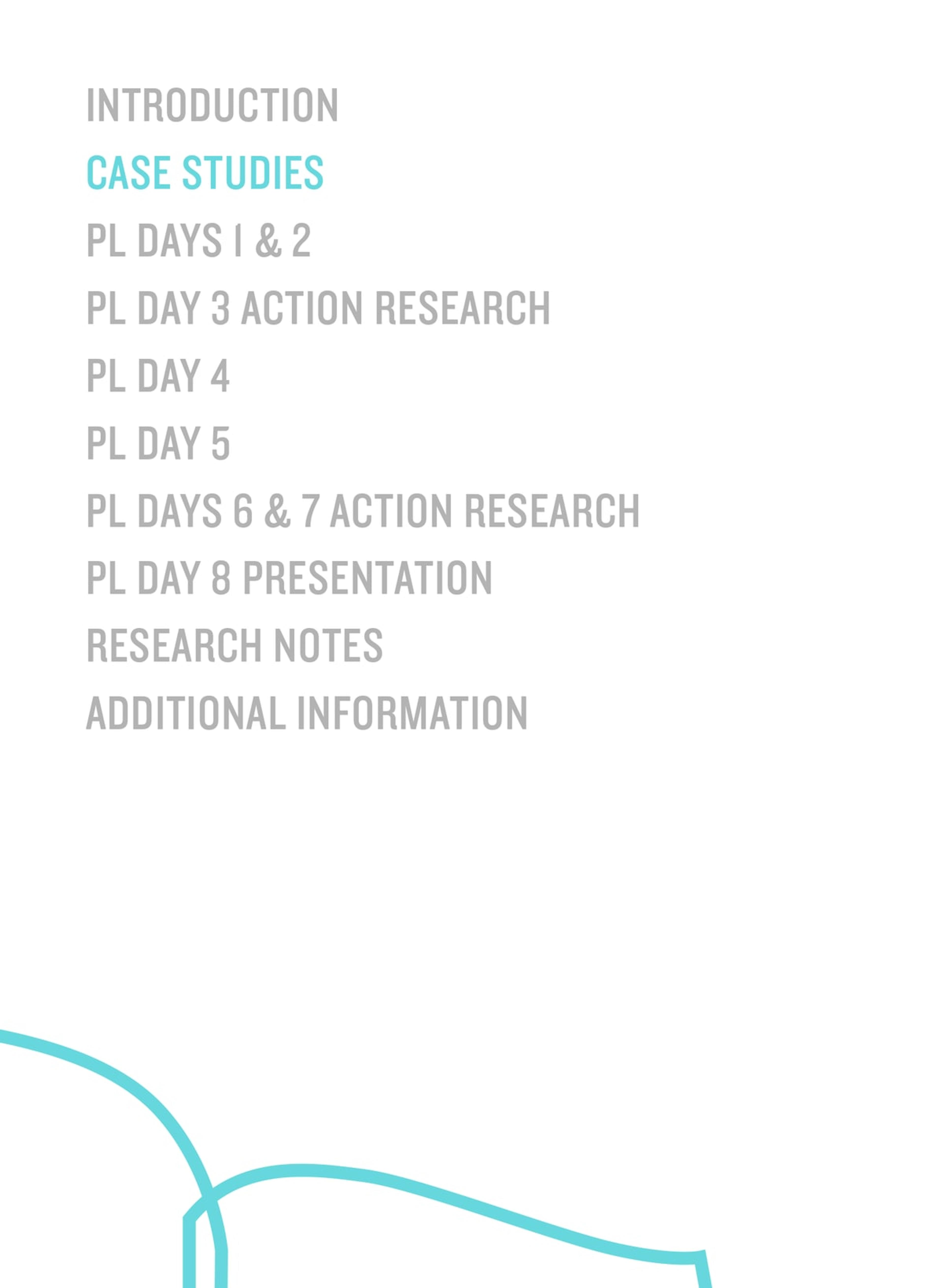 White folder divider with Case Studies highlighted