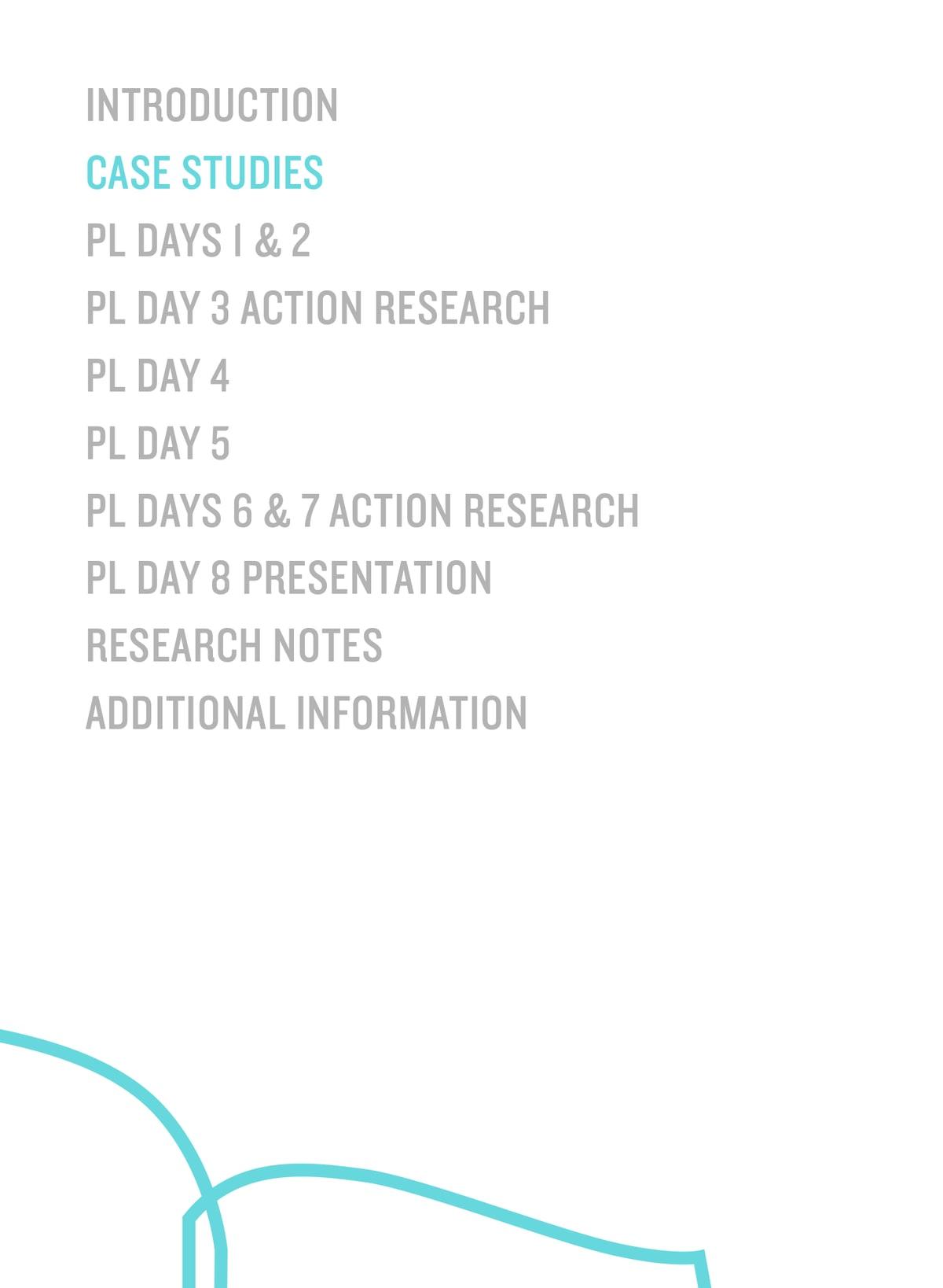 White folder divider with Case Studies highlighted