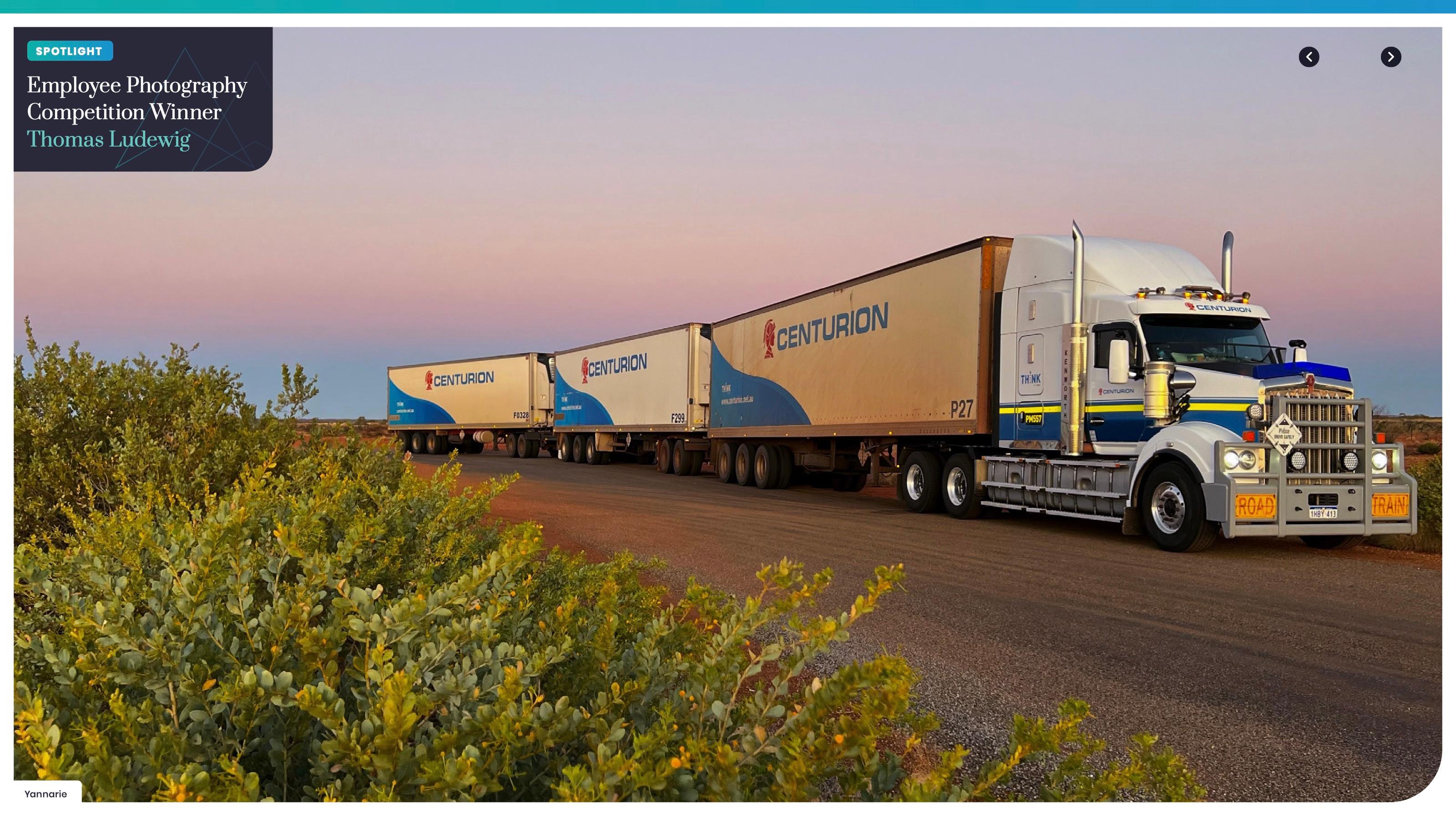 Spotlight spread: a Centurion road train in wildflowers