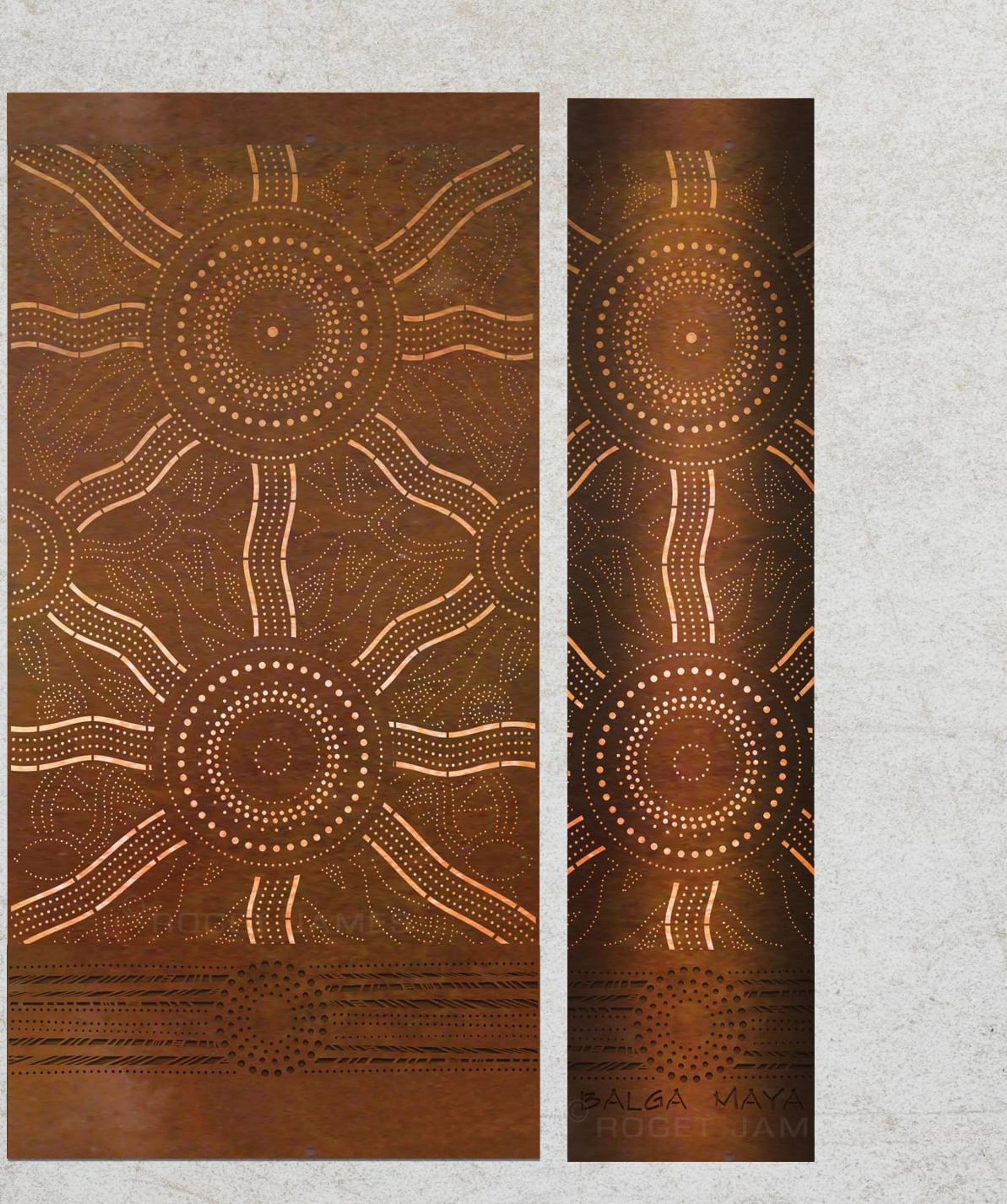 Concept design for a totem with circles joined by lines