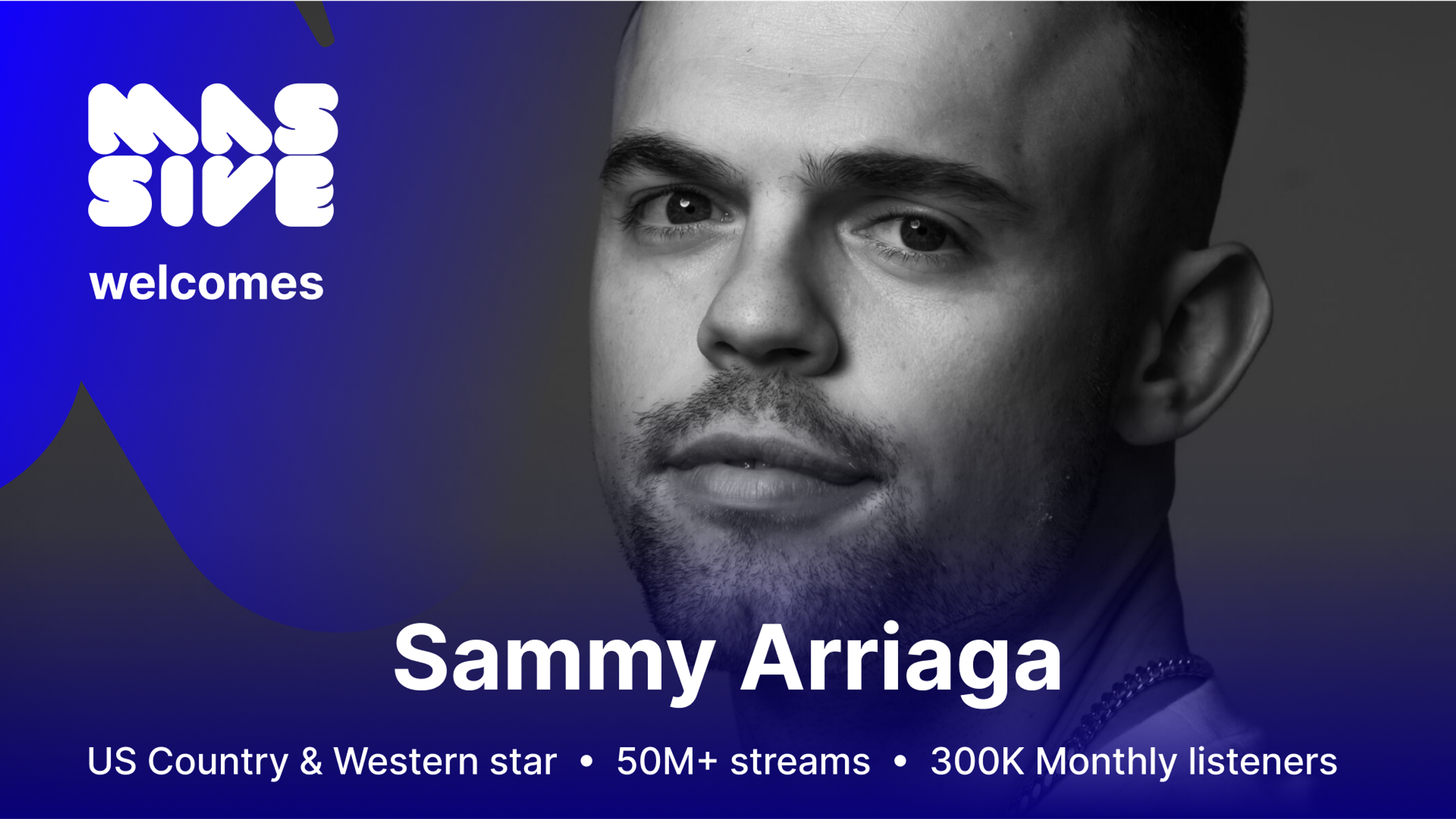 Massive welcomes Sammy Arriaga: a pitch deck card with the artist’s photo
