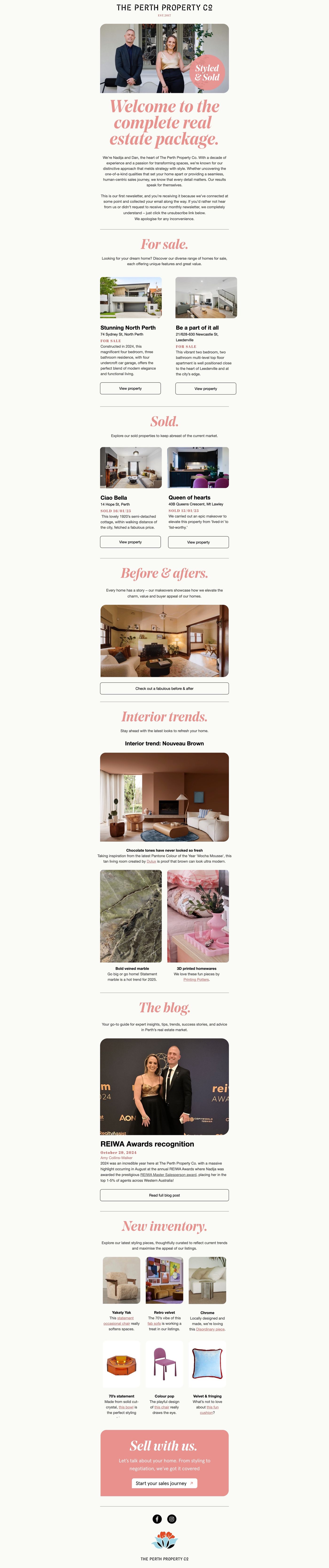 The Perth Property Co website on desktop