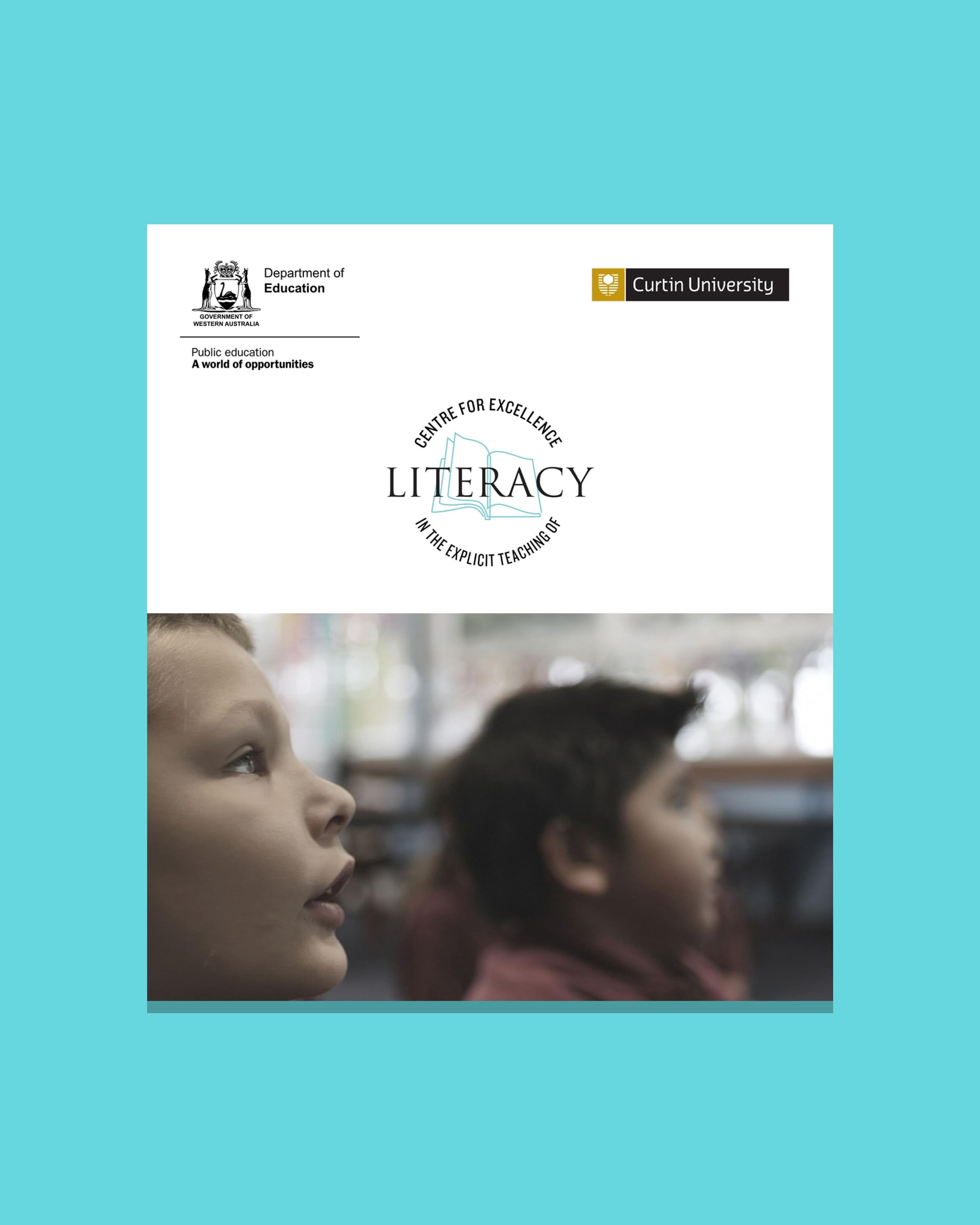 The professional learning folder cover, with the Department of Education, Curtin University and Centre for Excellence logos above a photo of two students