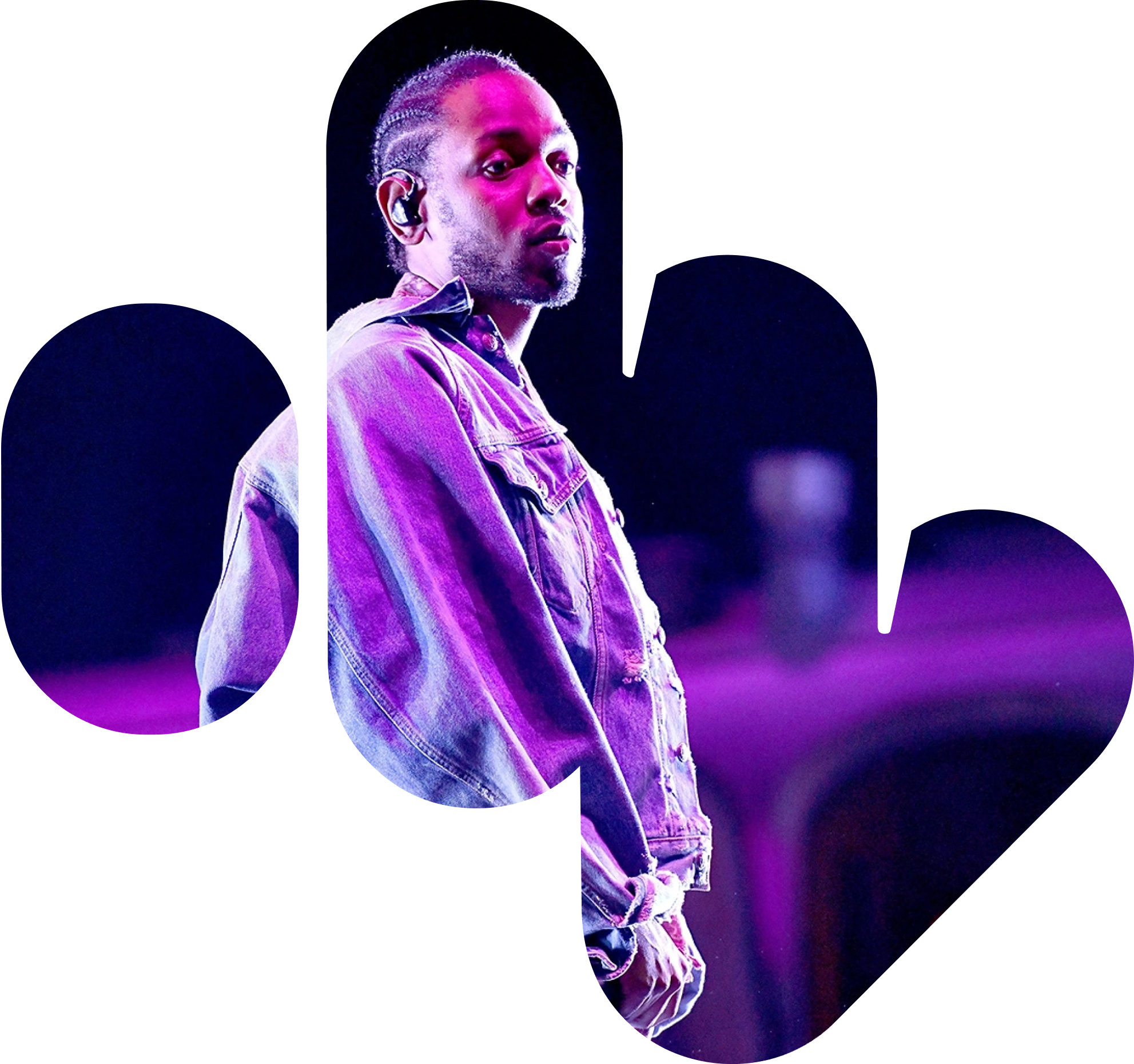The Massive symbol filled with a photo of a rapper on stage in purple light
