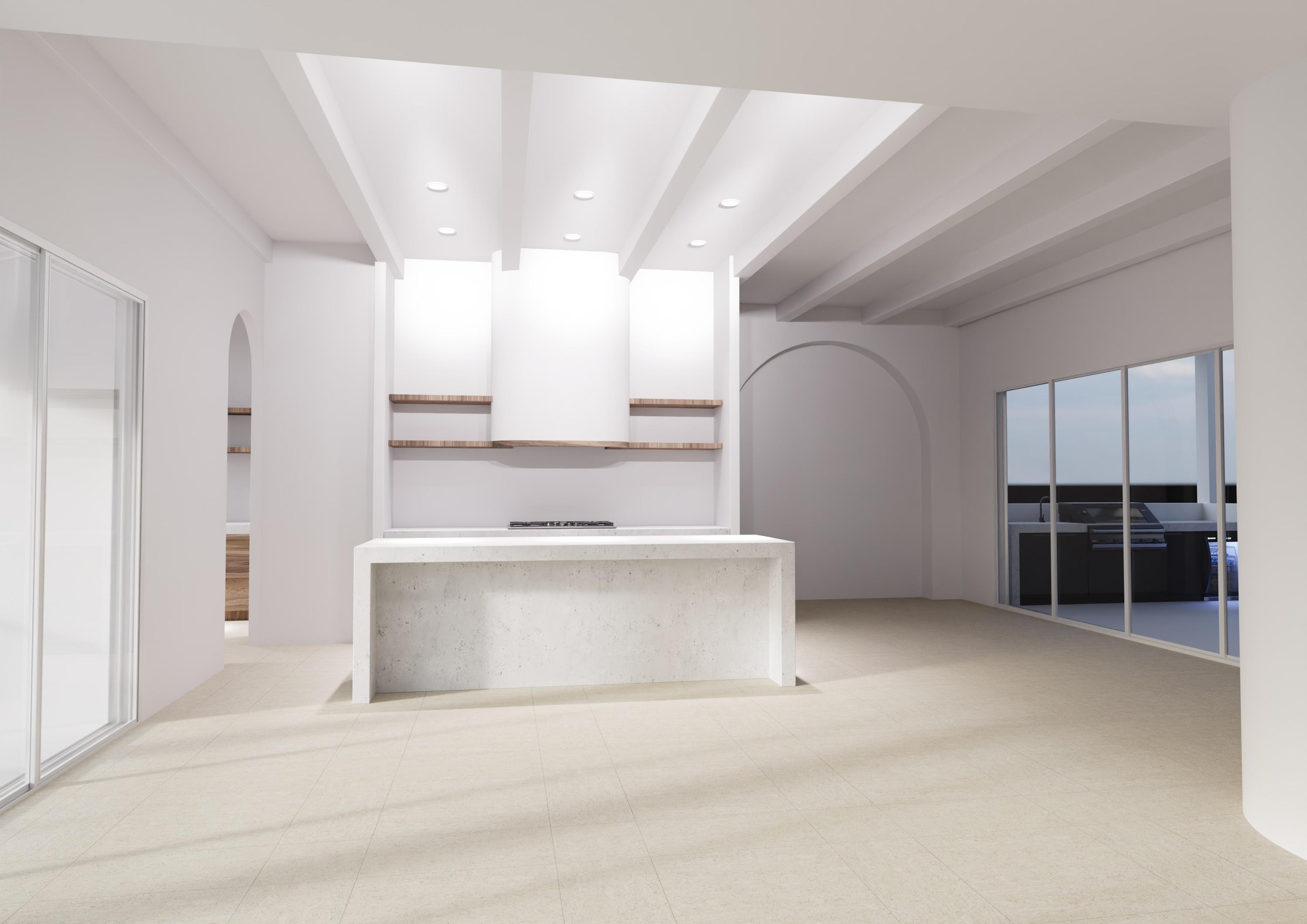 Kitchen ceiling option 2: beams with a skylight over the kitchen