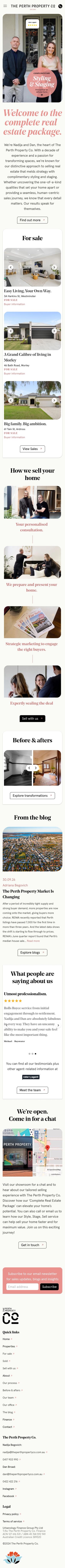 The Perth Property Co website on a phone