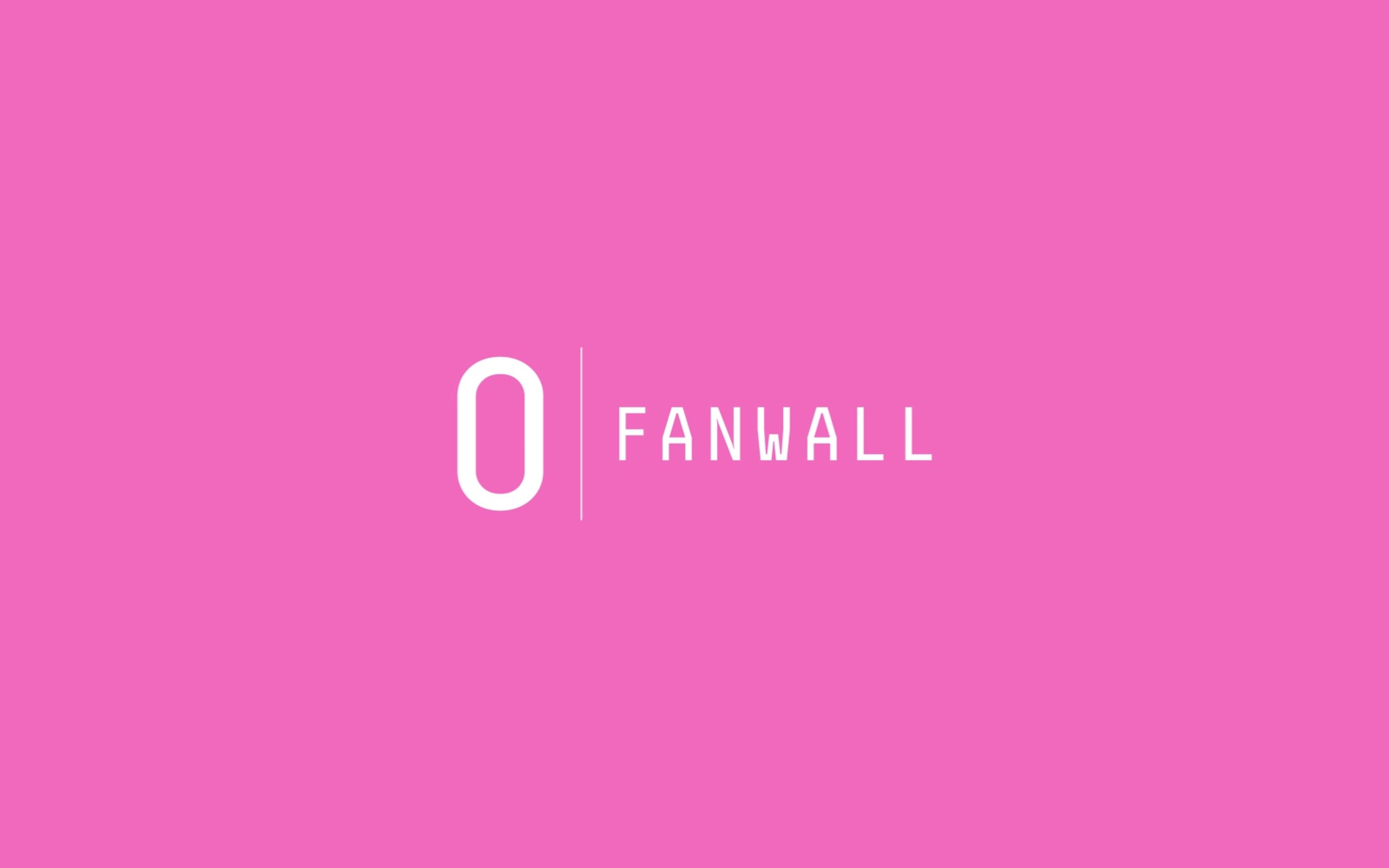 O Fanwall logo, white on hot pink