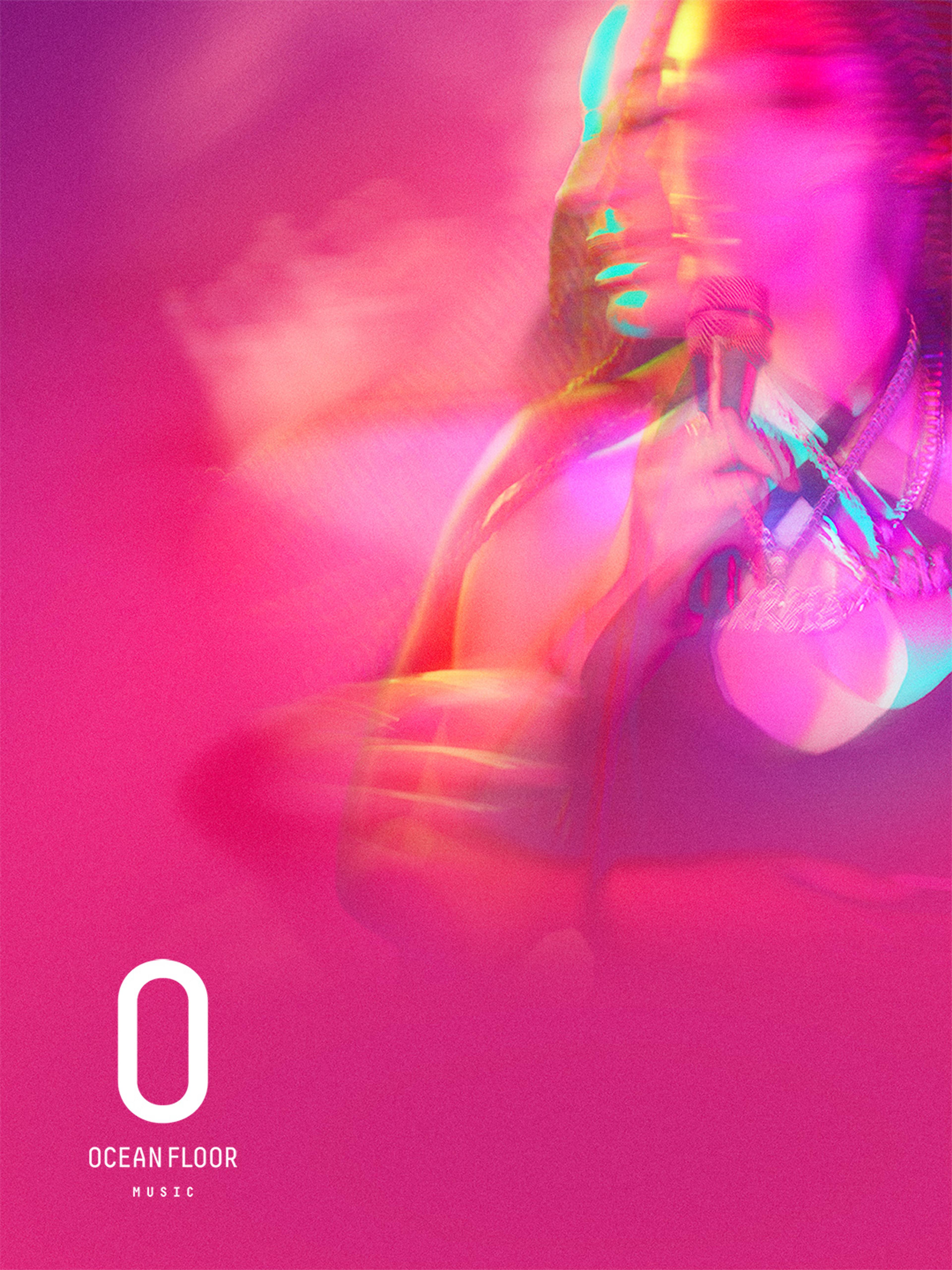Campaign artwork: a rapper in pink light with the Ocean Floor Music logo