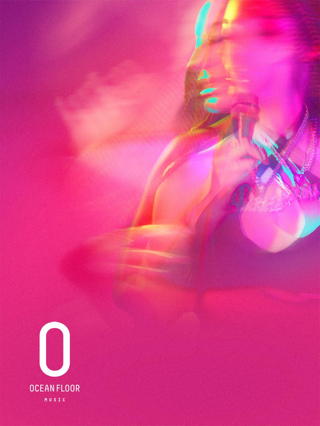 Campaign artwork: a rapper in pink light with the Ocean Floor Music logo