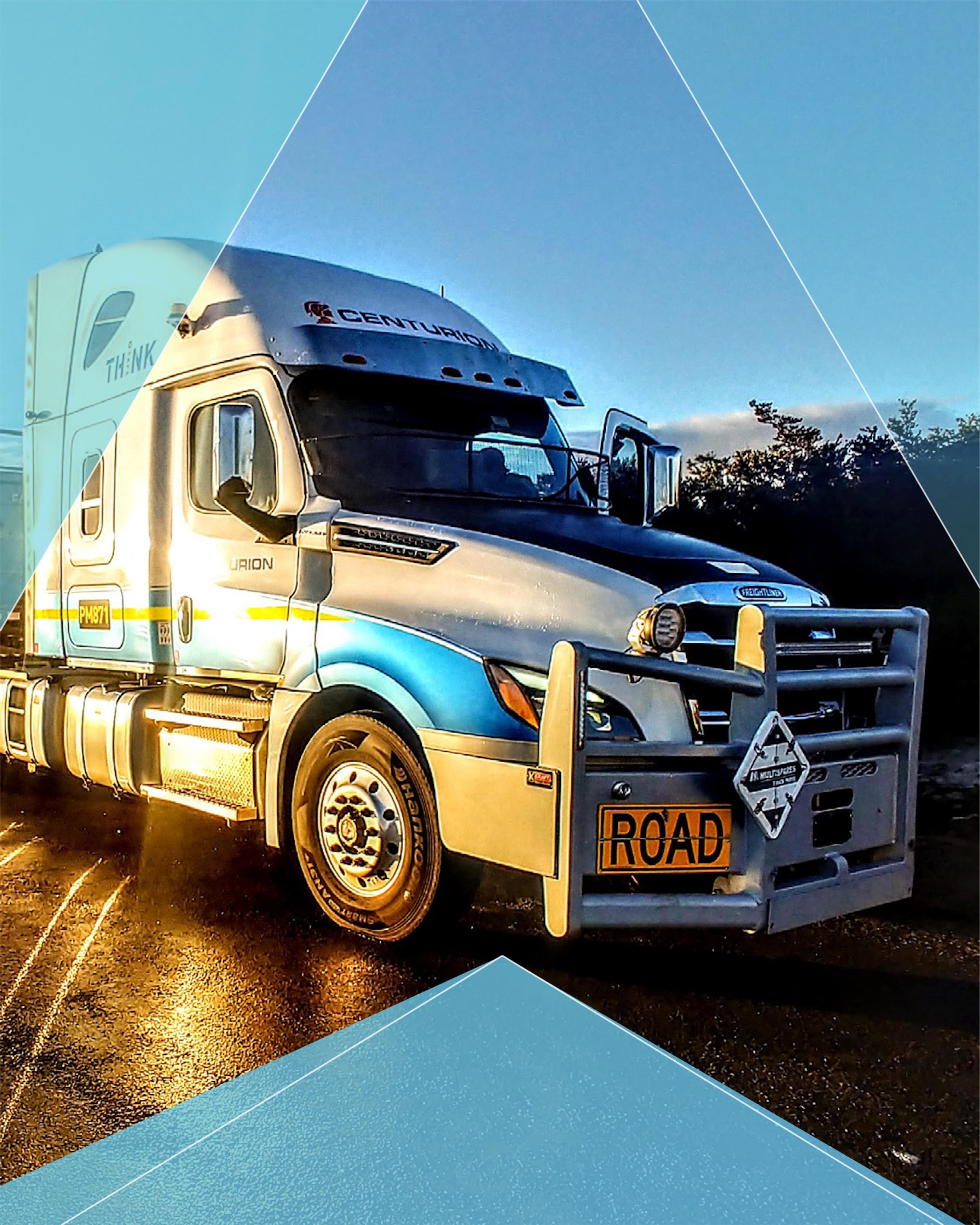 A Centurion truck framed in the triangle from the cover of CFC Group’s 2024 Sustainability Report