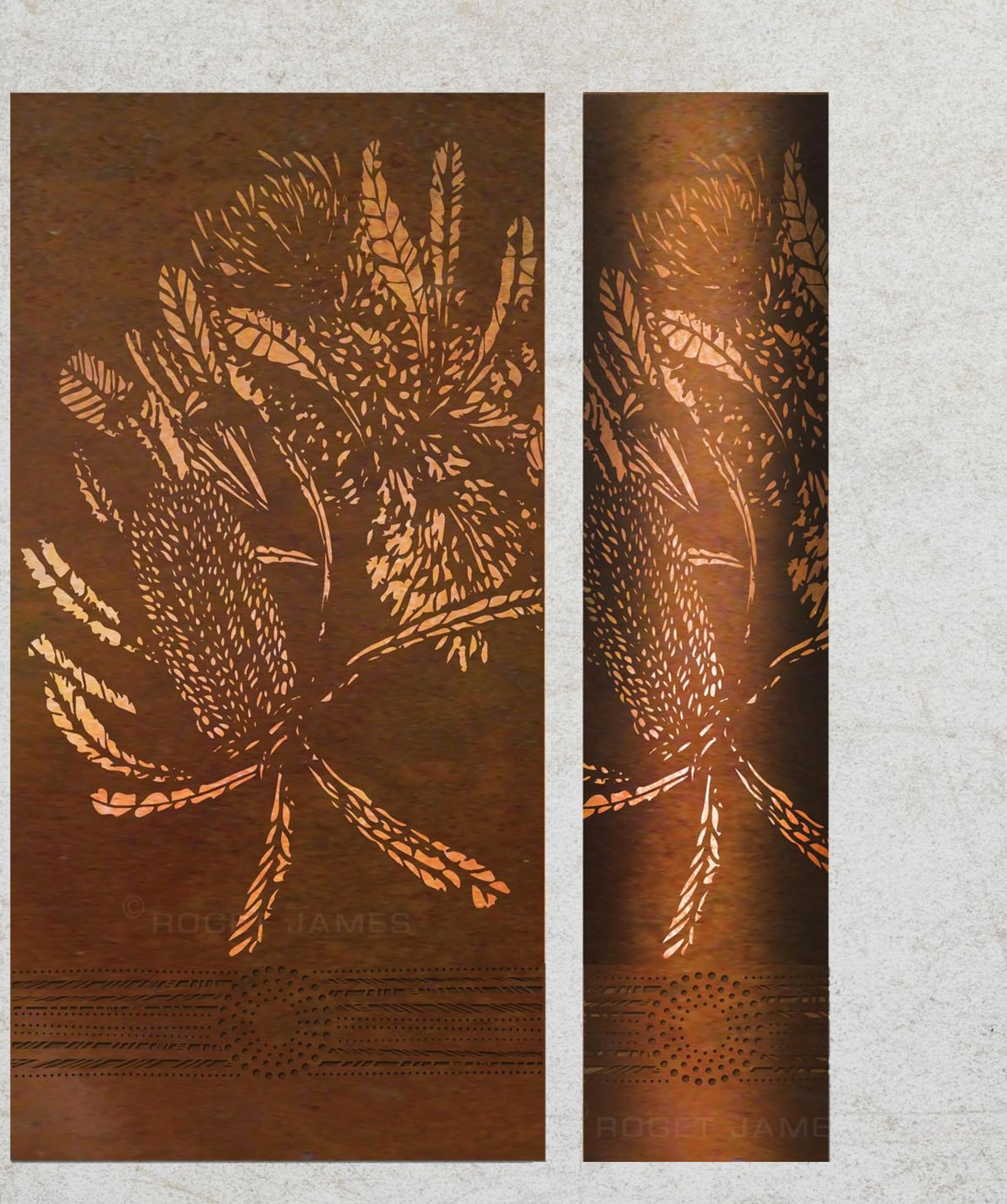 Concept design for a totem with a banksia pattern