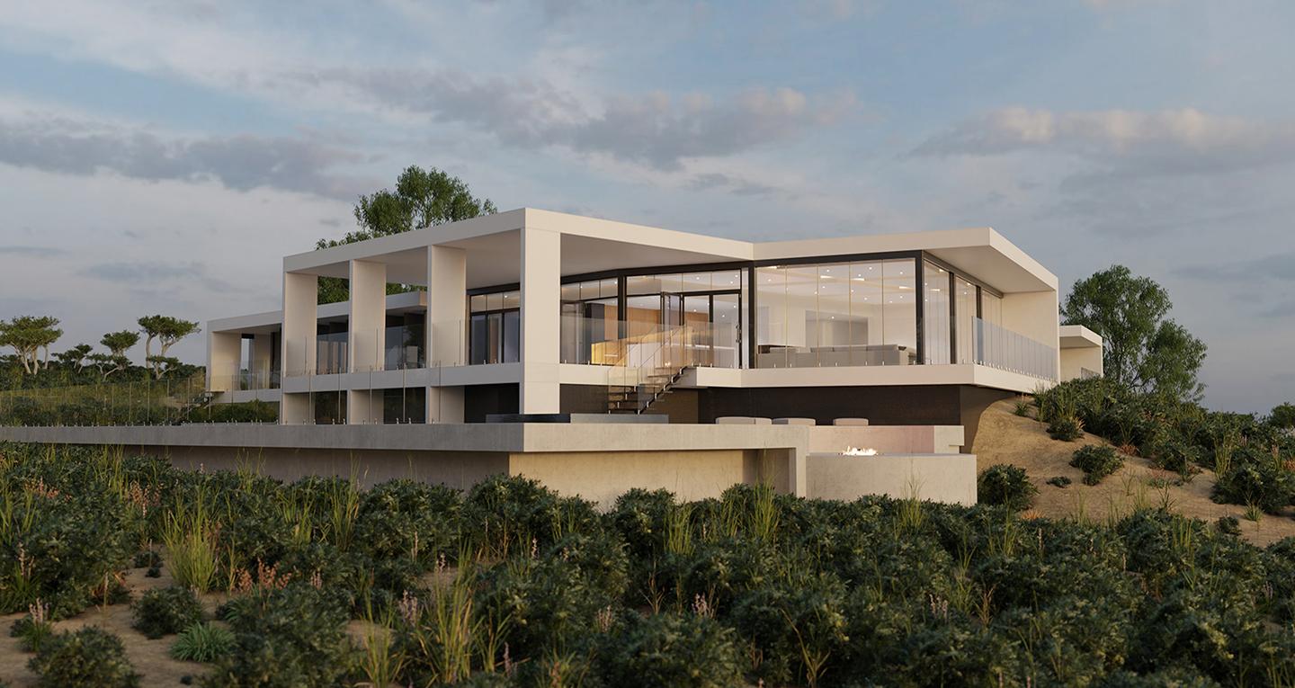Architectural render of a coastal home