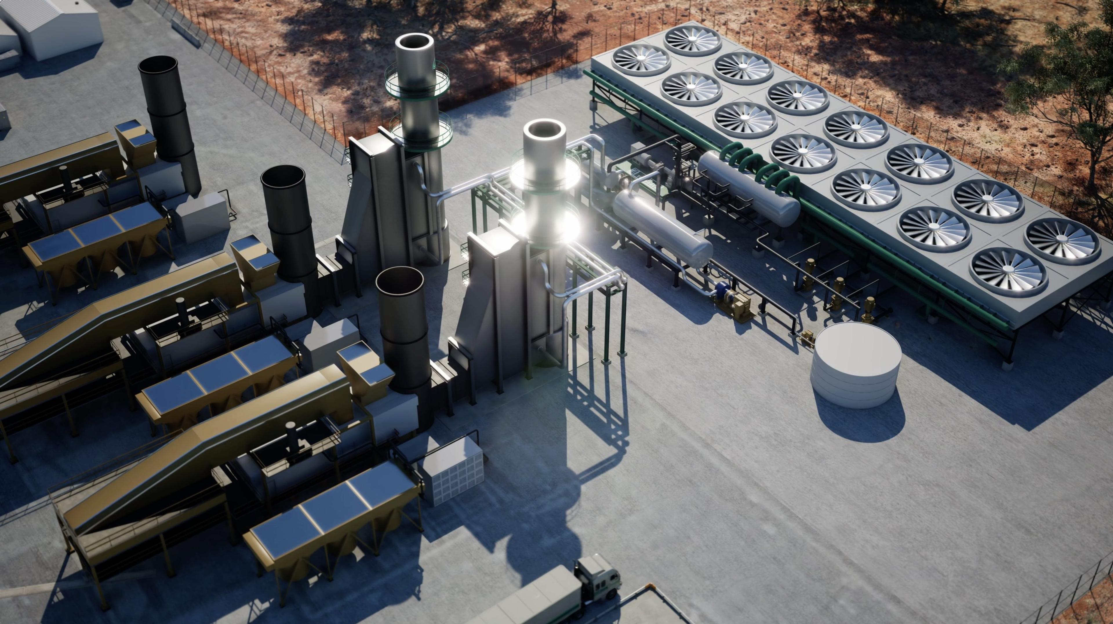 Generators lit at night