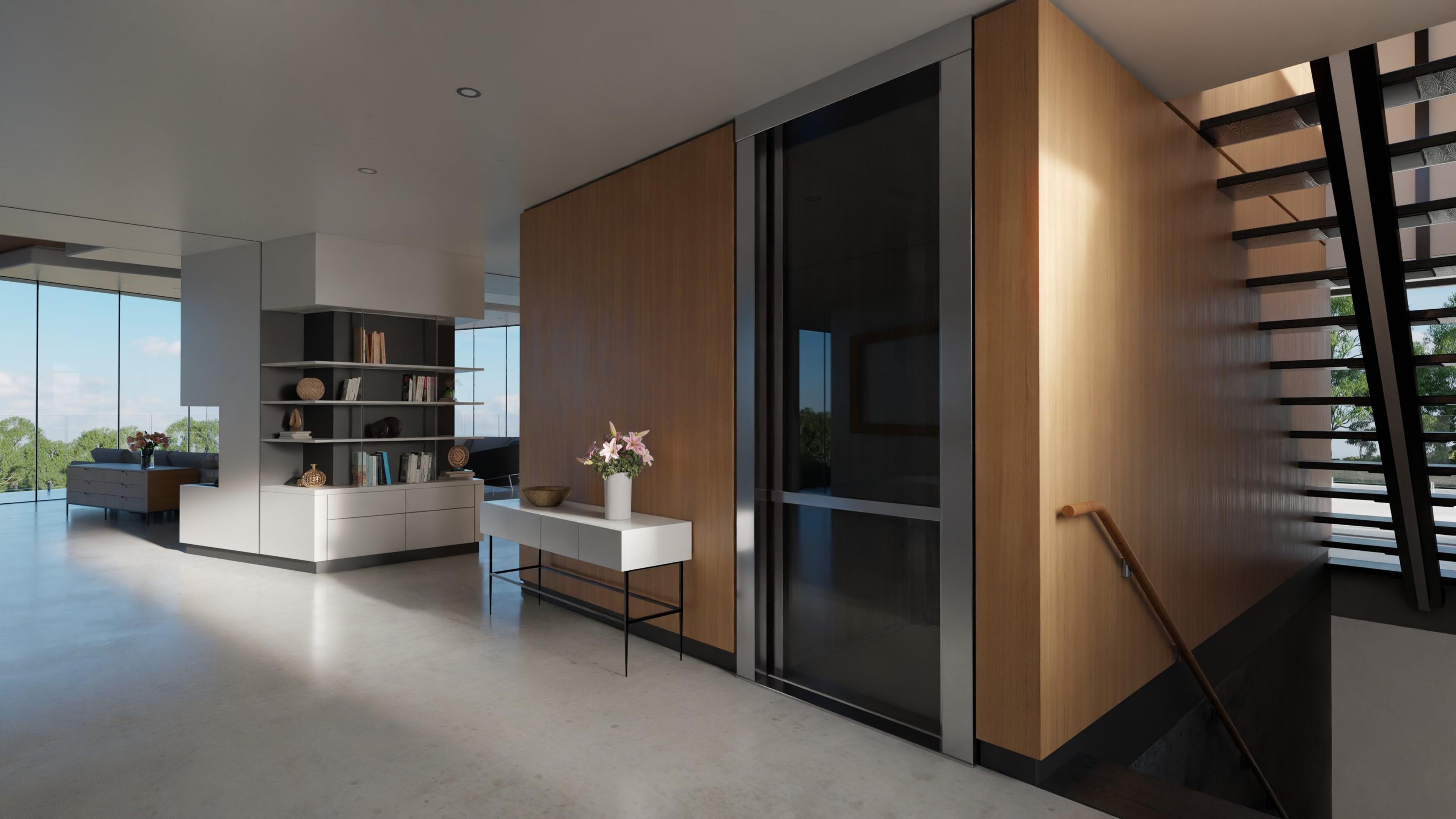 Living room beside the timber stair