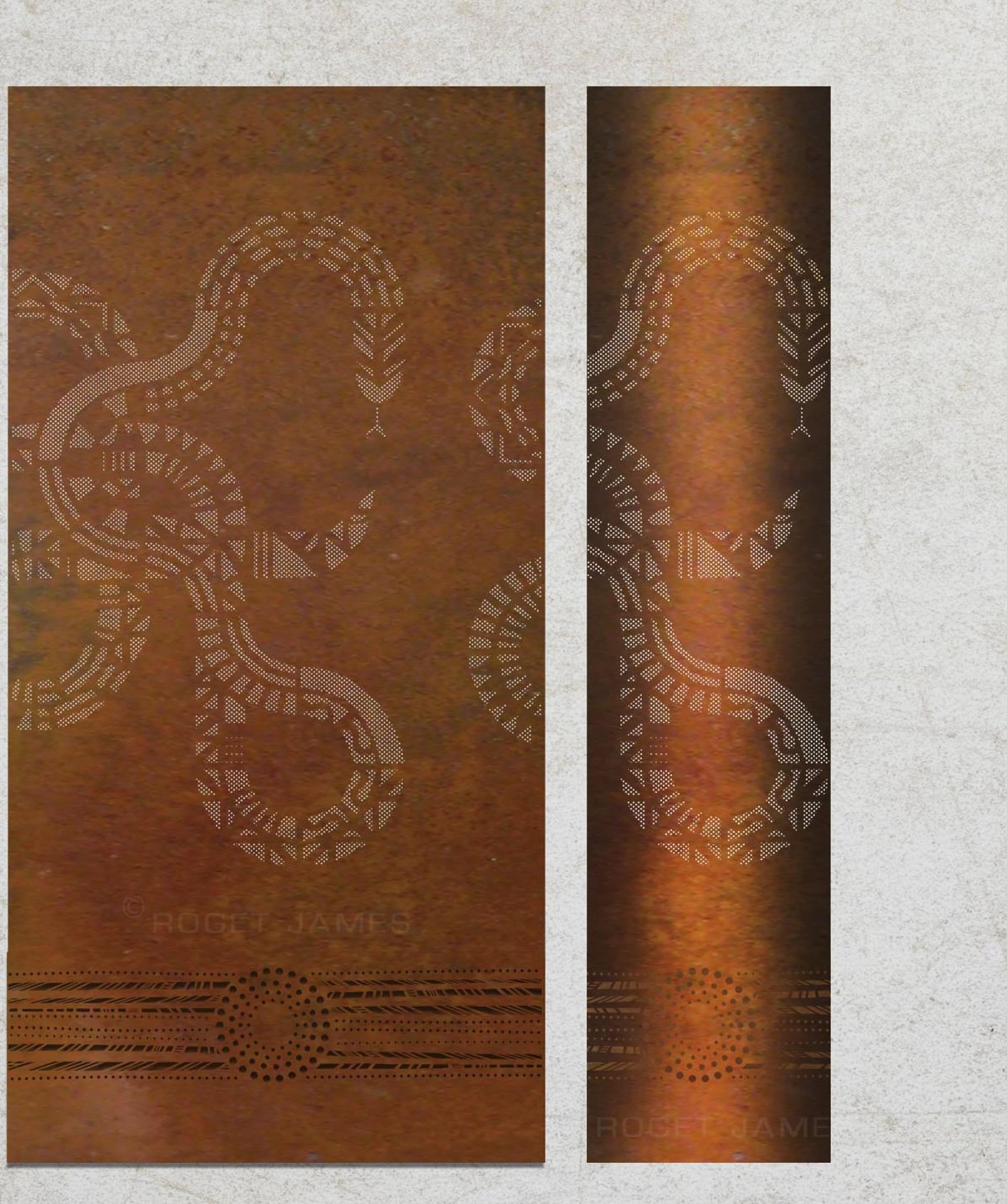 Concept design for a totem with a serpent pattern