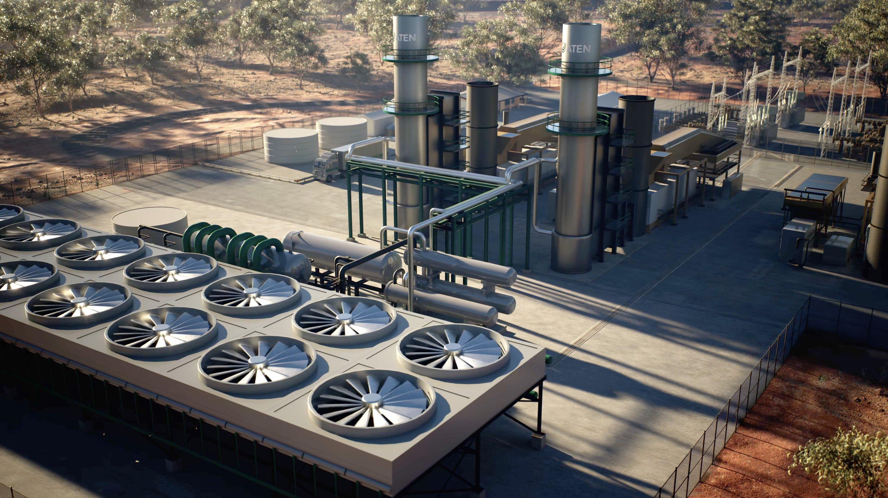 Power station cooling fans and stacks
