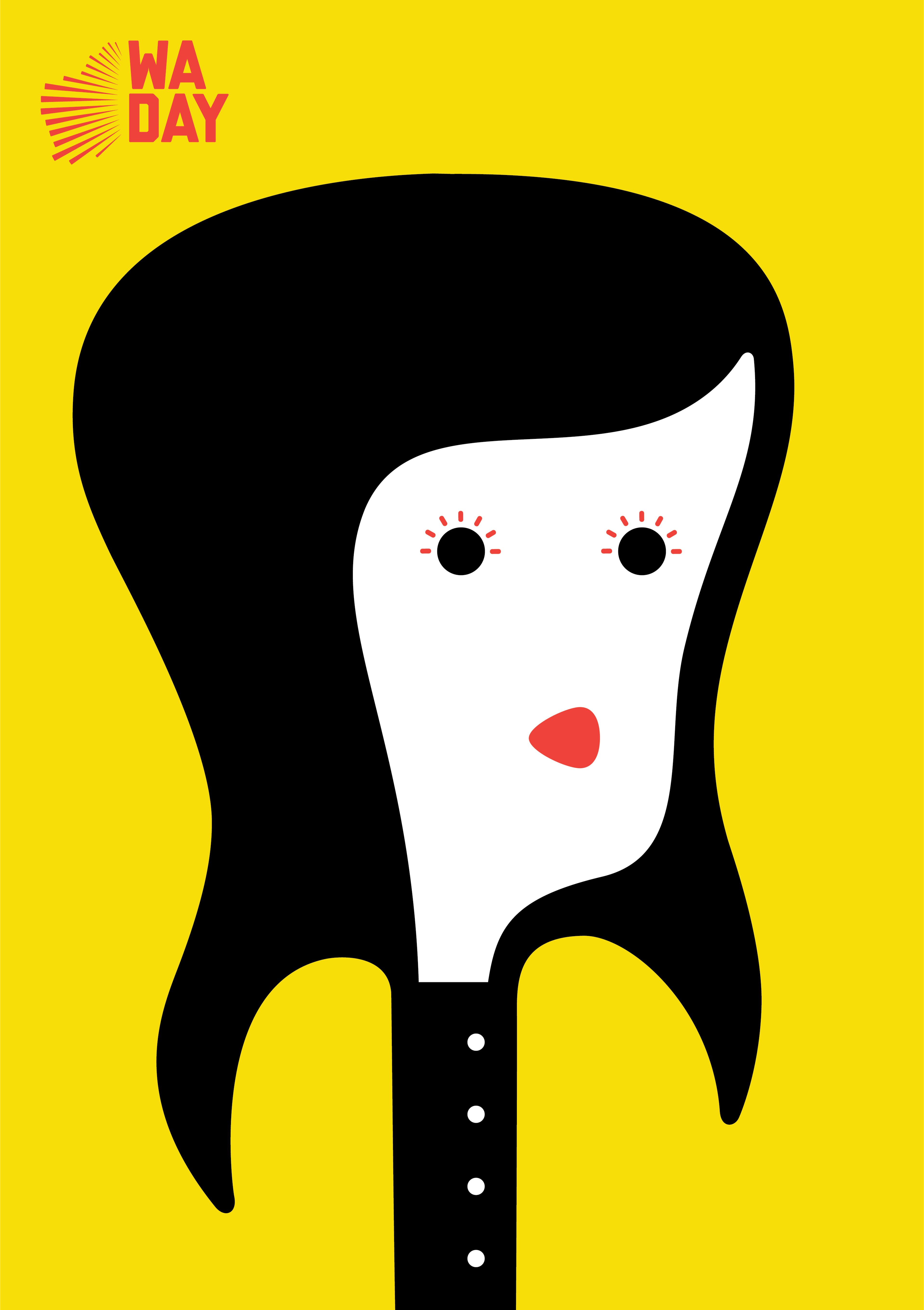 Noma Bar’s poster for SOTA: a woman’s face whose hair forms the body and neck of a guitar