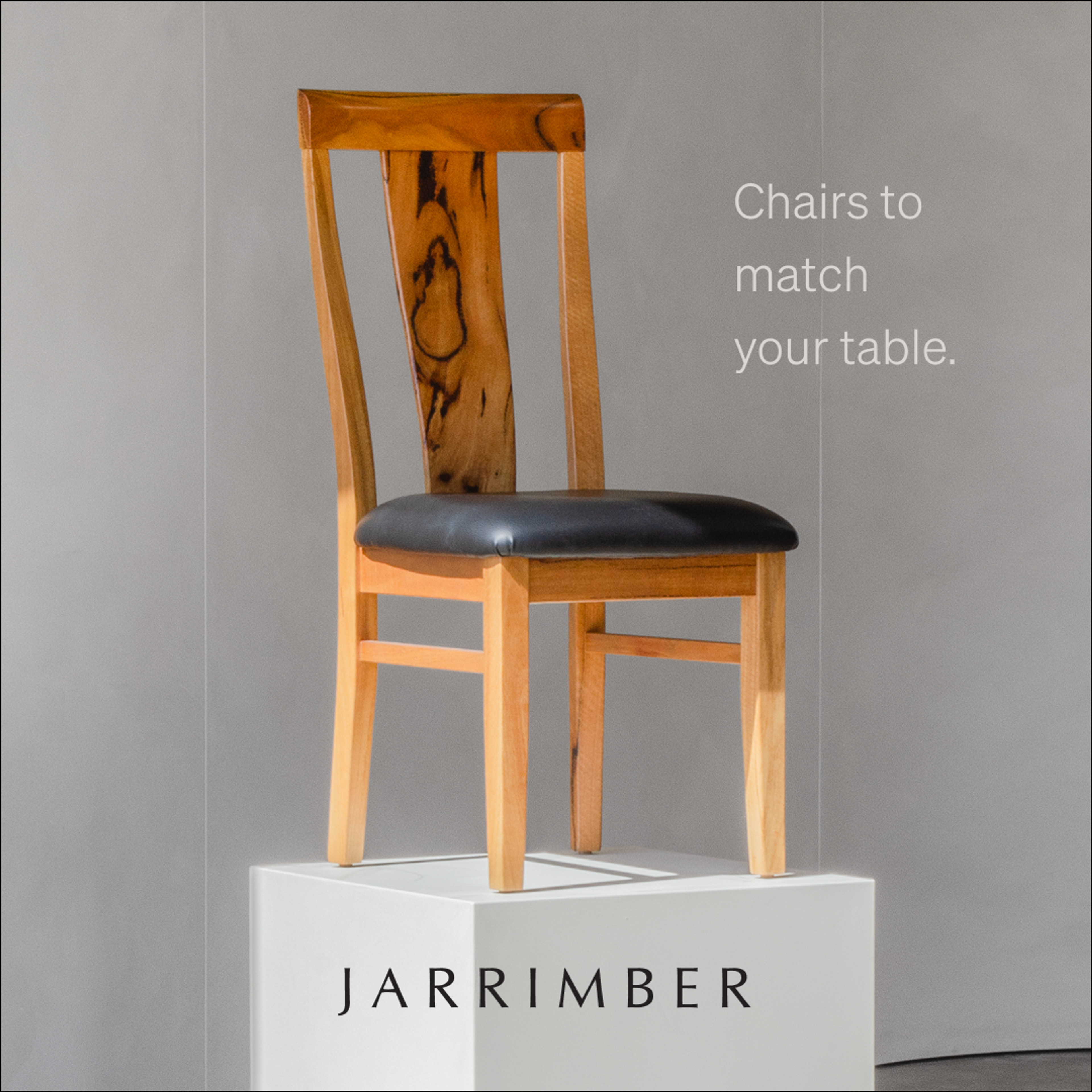 Ad reading “Chairs to match your table” with the Jurien Bay dining chair on a plinth